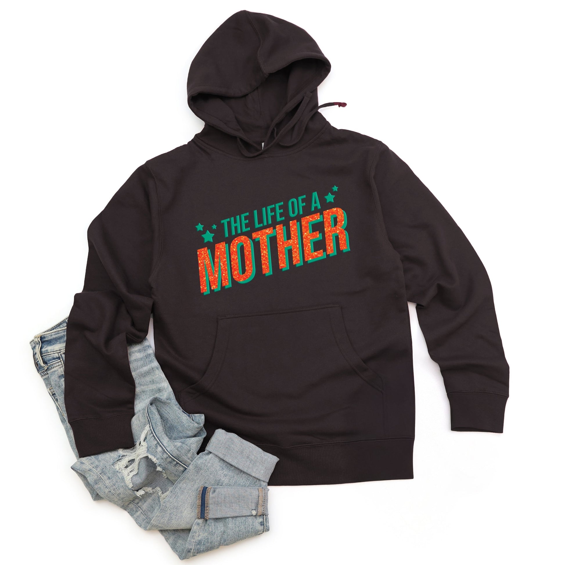 The Life Of A Mother Puff/Glitter - Womens Hoodie