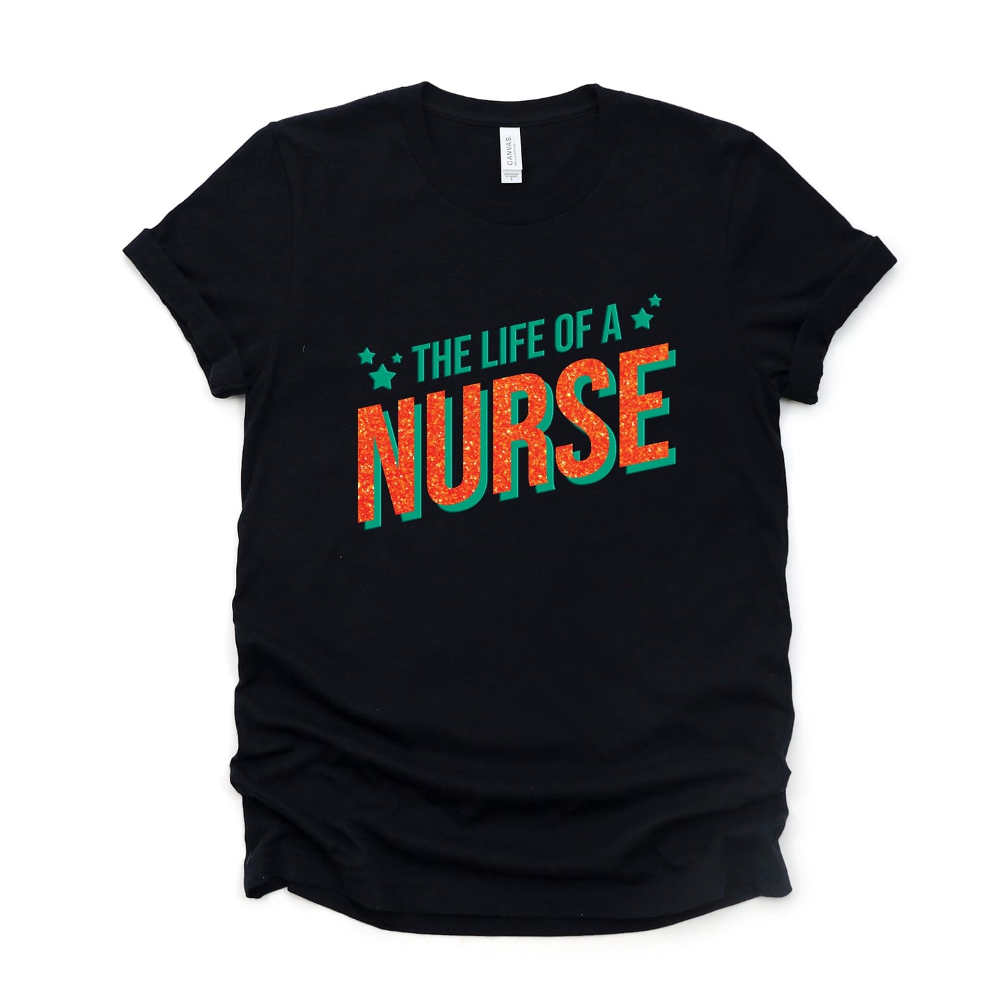 The Life Of A Nurse Puff/Glitter - Womens Short Sleeve Tee