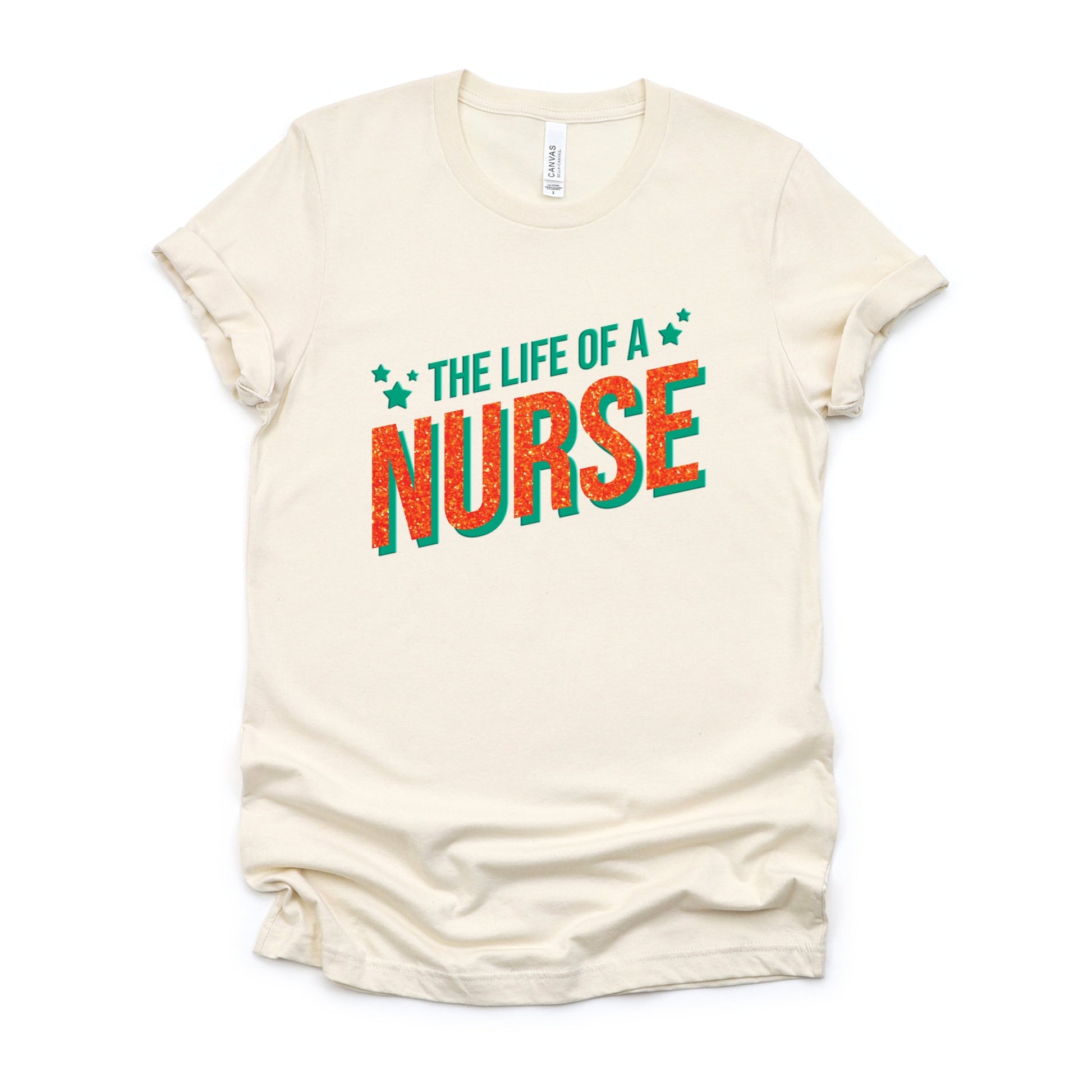 The Life Of A Nurse Puff/Glitter - Womens Short Sleeve Tee