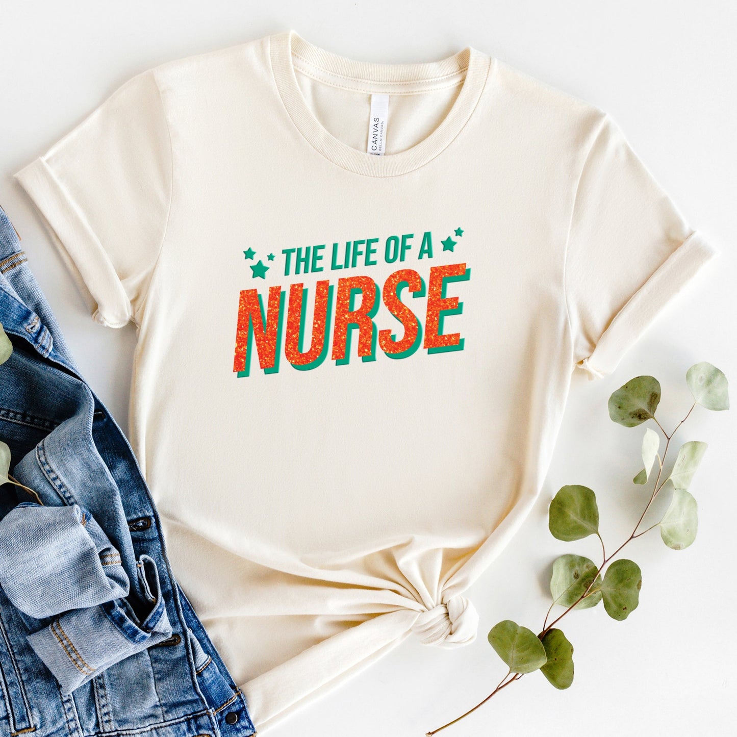 The Life Of A Nurse Puff/Glitter - Womens Short Sleeve Tee