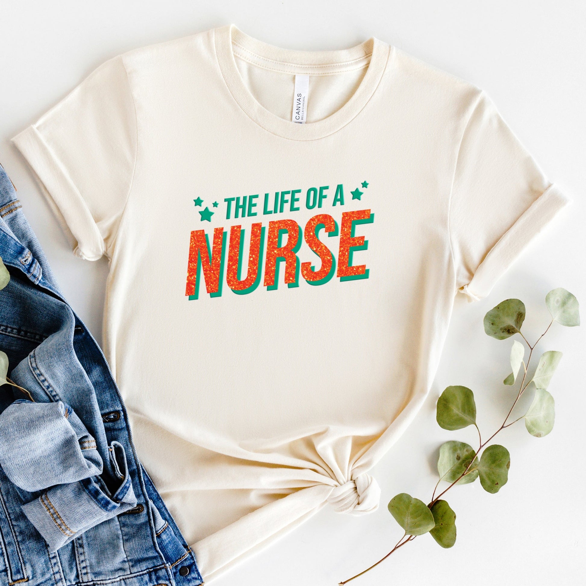 The Life Of A Nurse Puff/Glitter - Womens Short Sleeve Tee