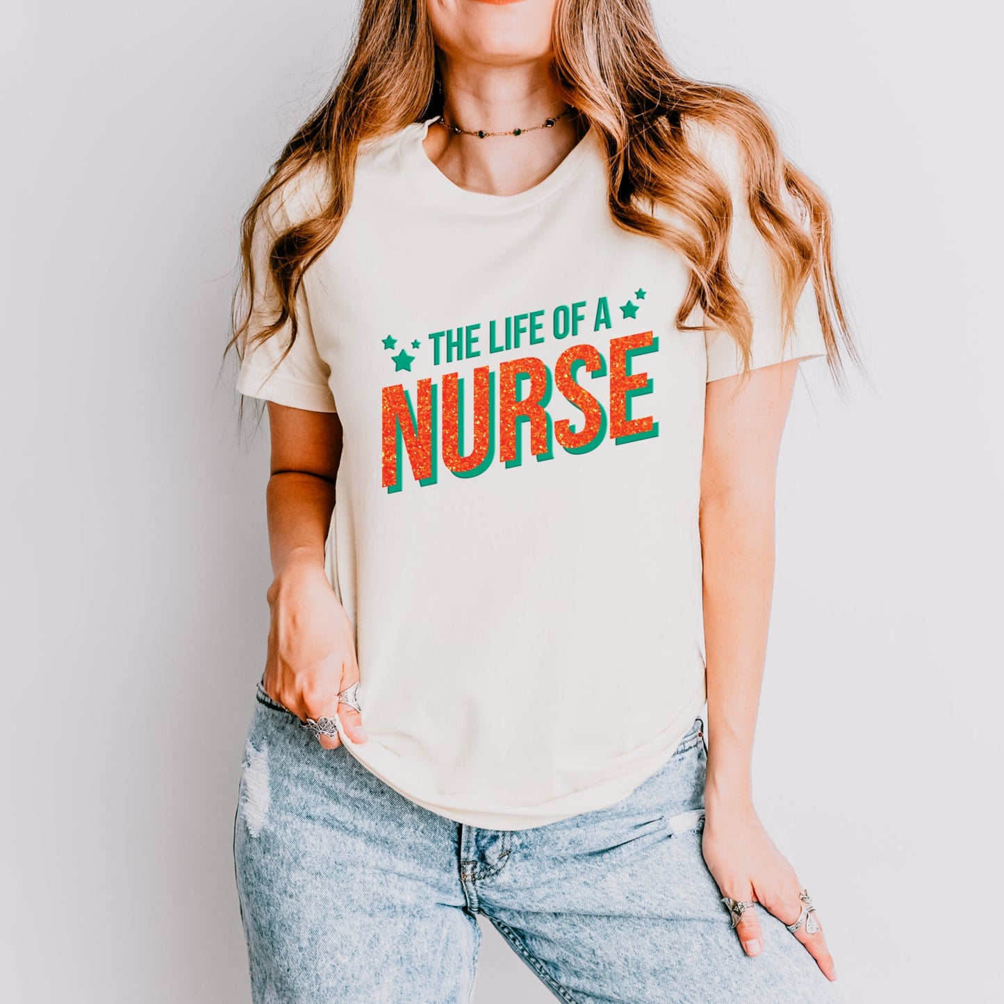 The Life Of A Nurse Puff/Glitter - Womens Short Sleeve Tee