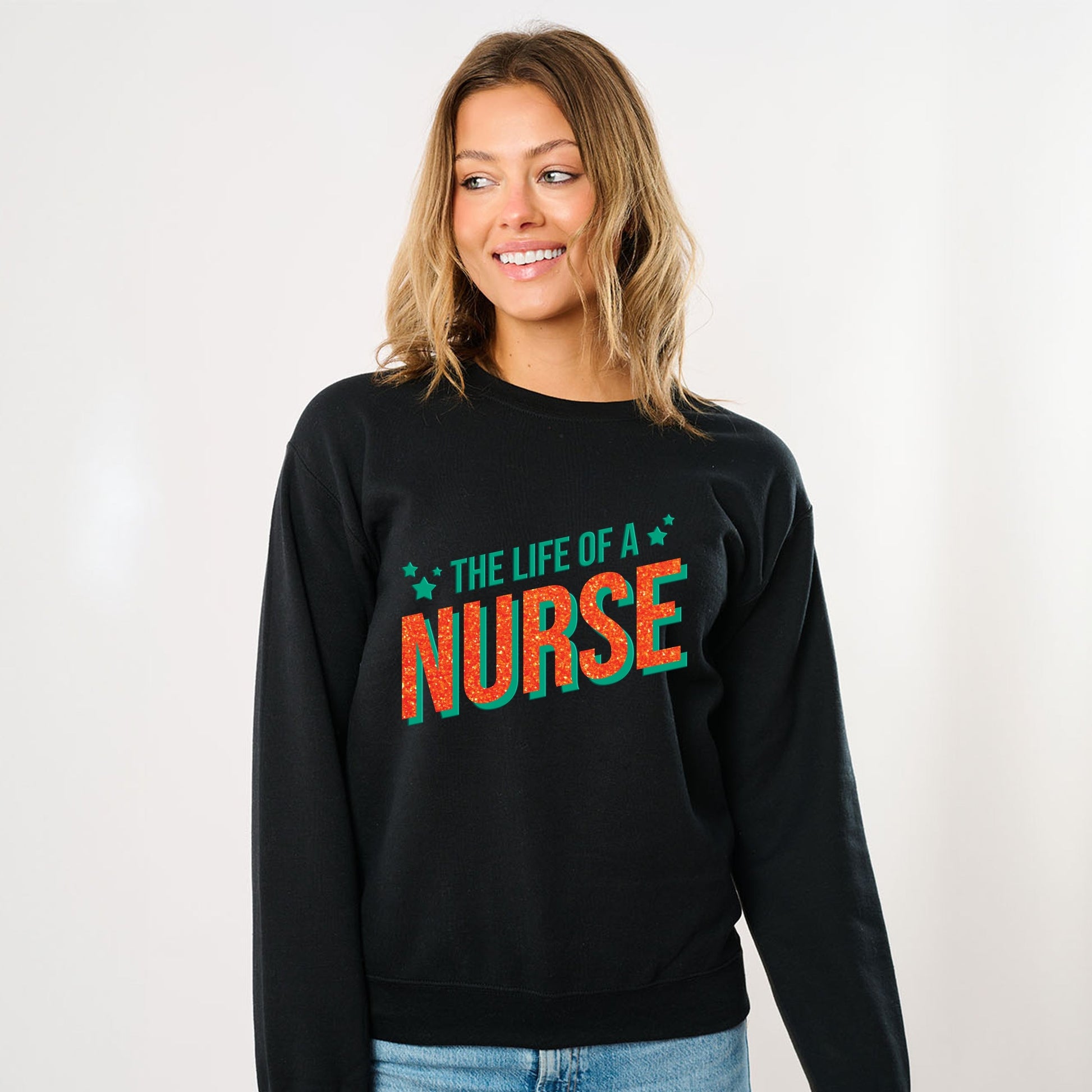 The Life Of A Nurse Puff/Glitter -  Womens Sweatshirt