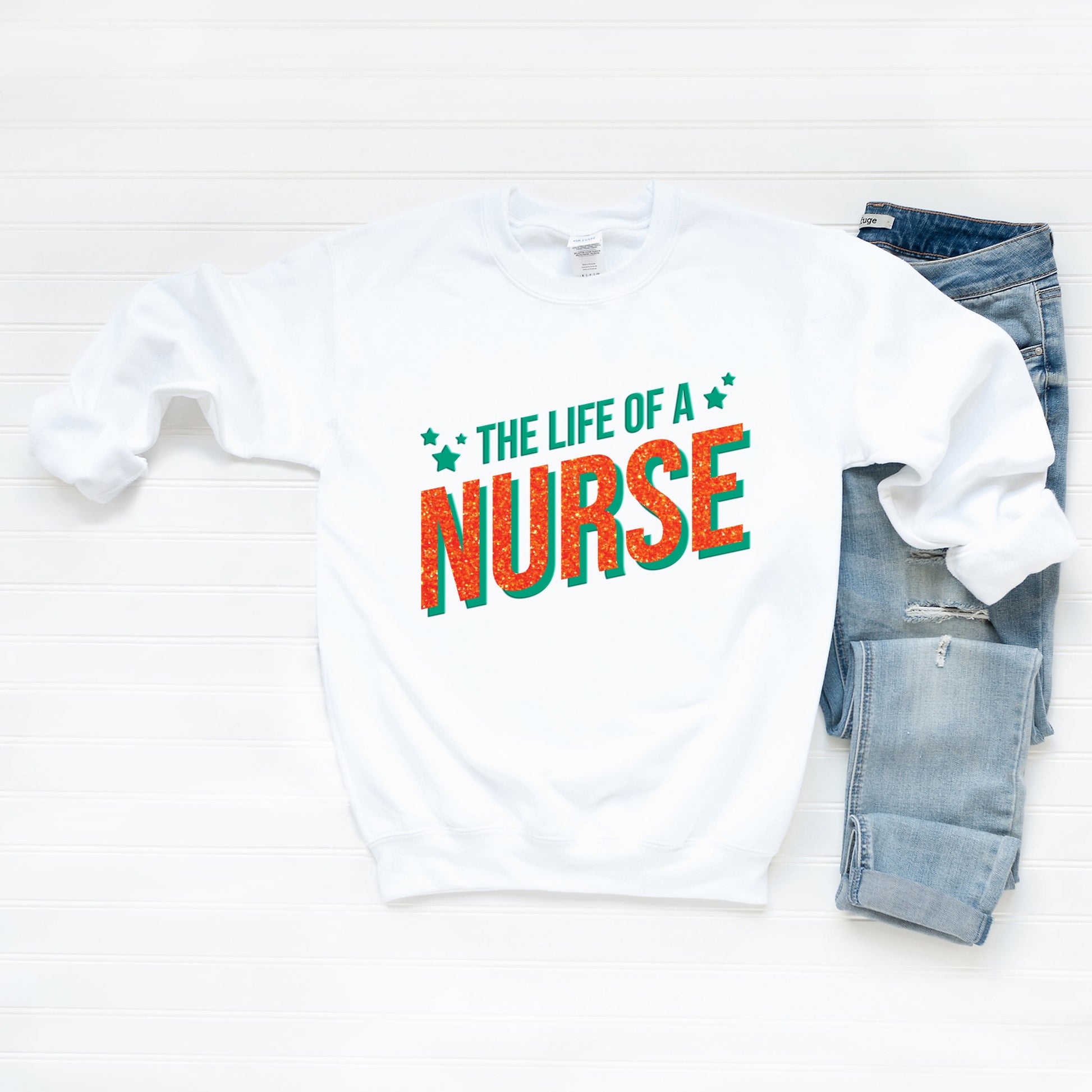 The Life Of A Nurse Puff/Glitter -  Womens Sweatshirt