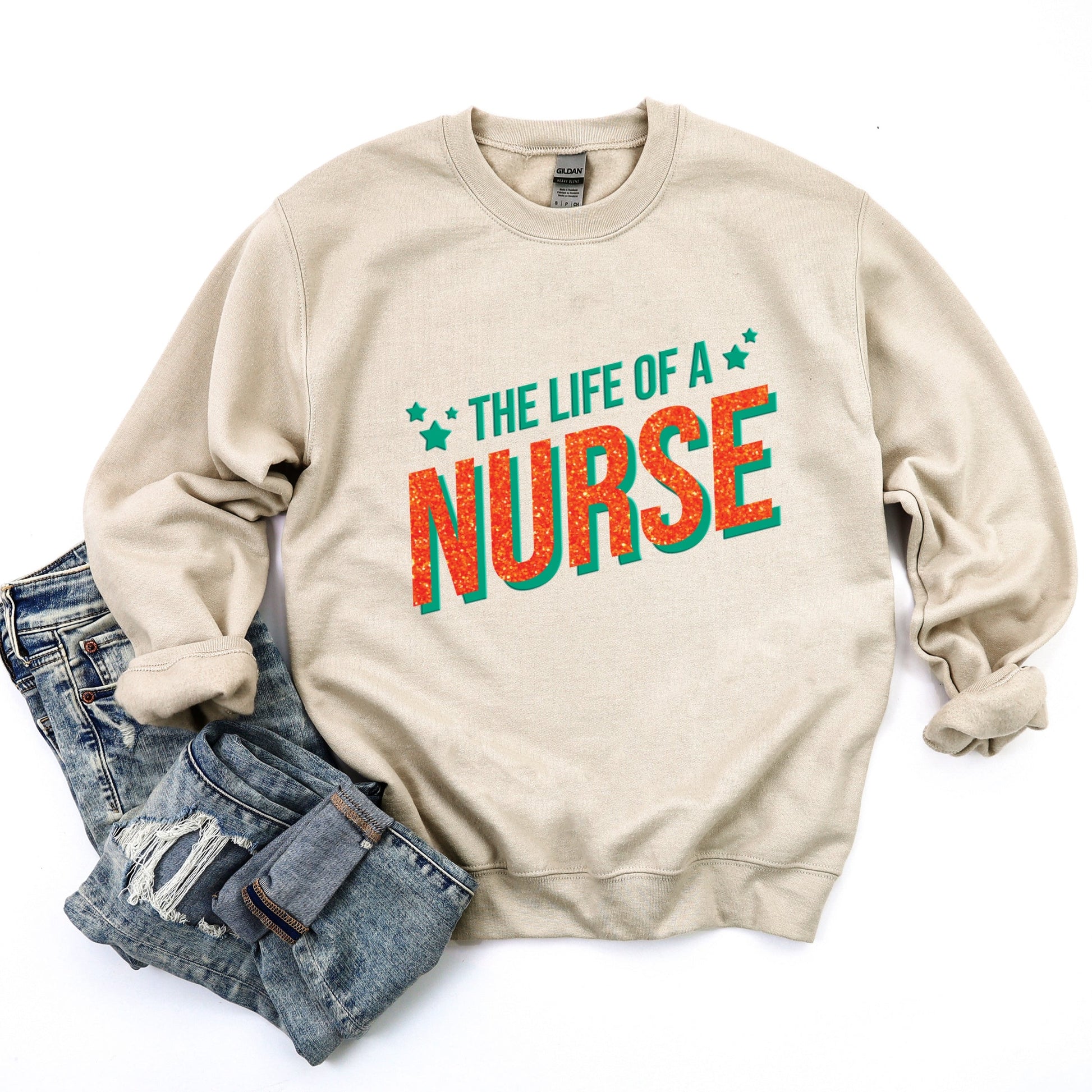 The Life Of A Nurse Puff/Glitter -  Womens Sweatshirt