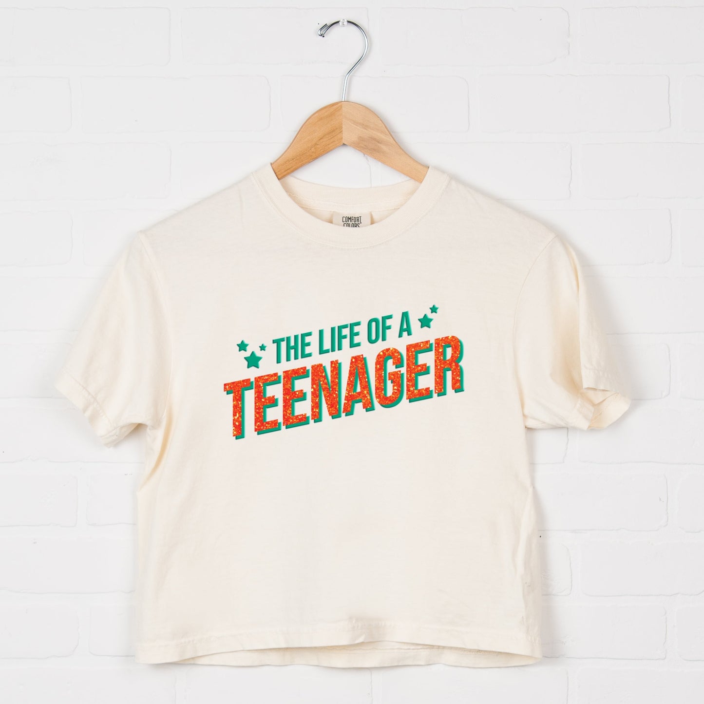 The Life Of A Teenager Puff/Glitter - Womens Boxy Crop Top