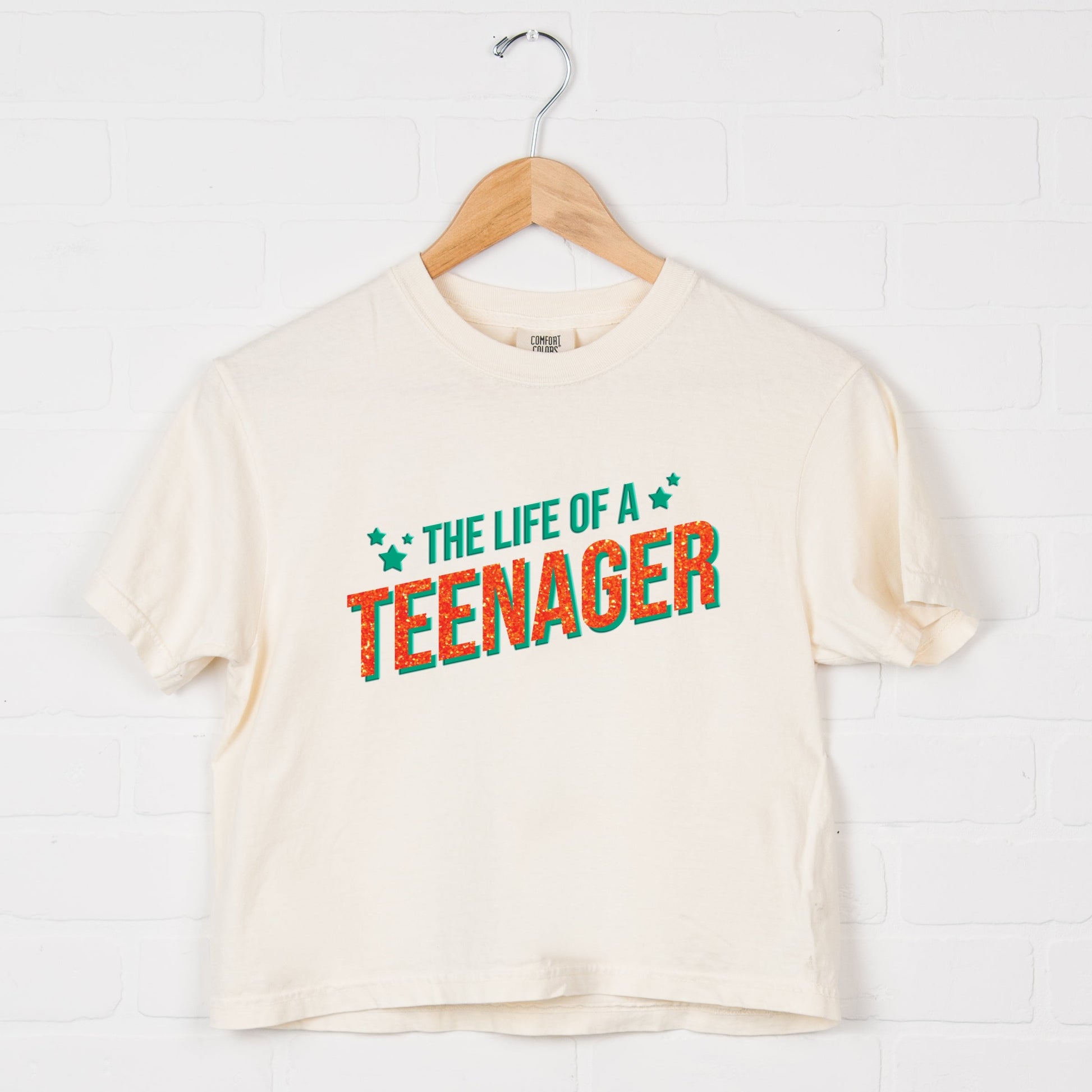 The Life Of A Teenager Puff/Glitter - Womens Boxy Crop Top