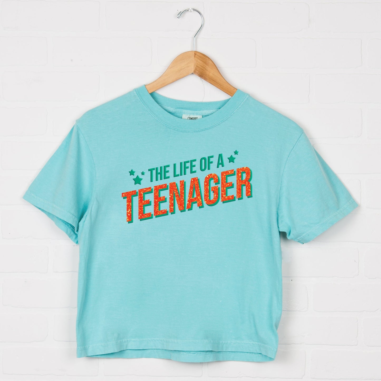 The Life Of A Teenager Puff/Glitter - Womens Boxy Crop Top