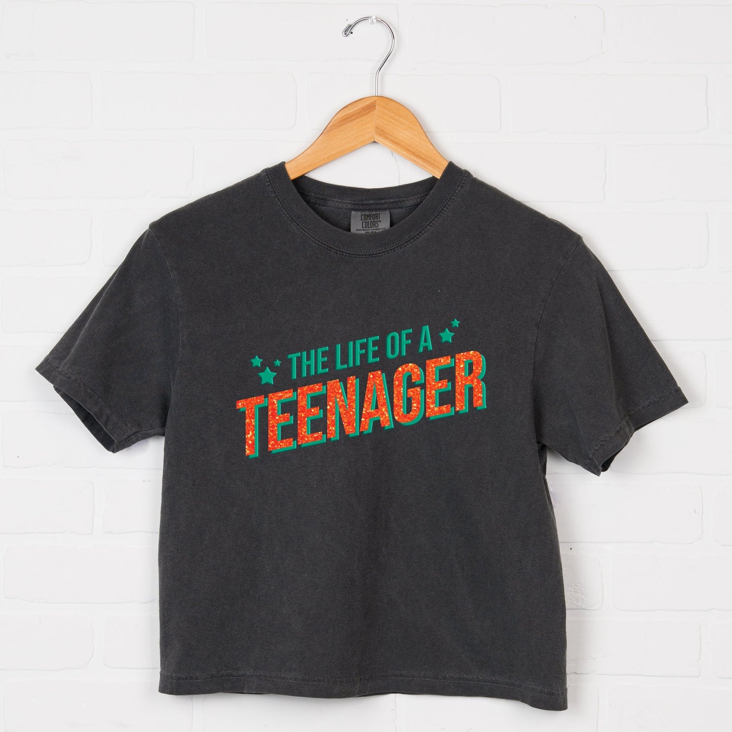 The Life Of A Teenager Puff/Glitter - Womens Boxy Crop Top