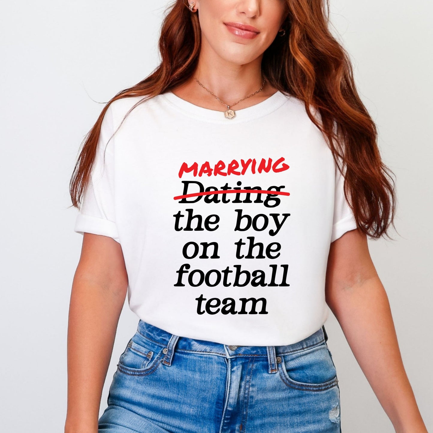 Marrying The Boy On The Football Team - Women's Garment Dyed Tee