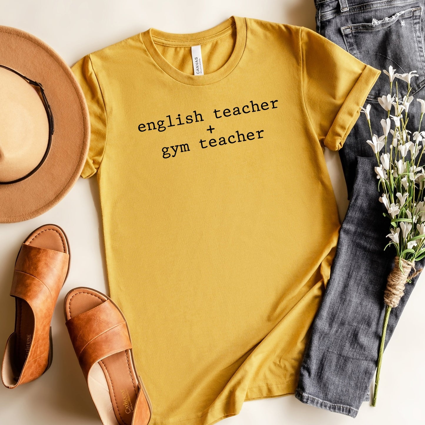 English Teacher + Gym Teacher Typewriter - Womens Short Sleeve Tee