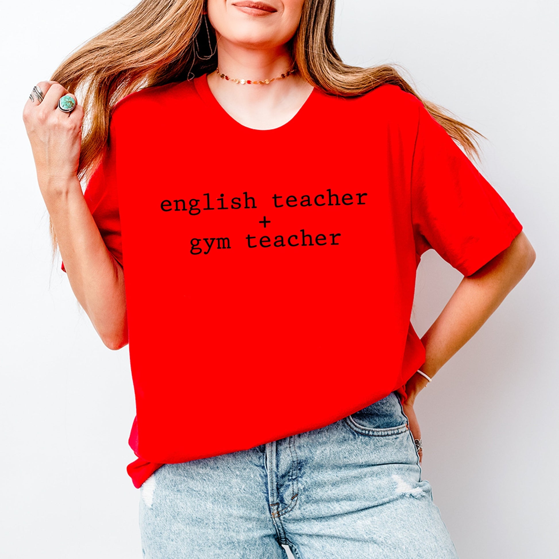 English Teacher + Gym Teacher Typewriter - Womens Short Sleeve Tee