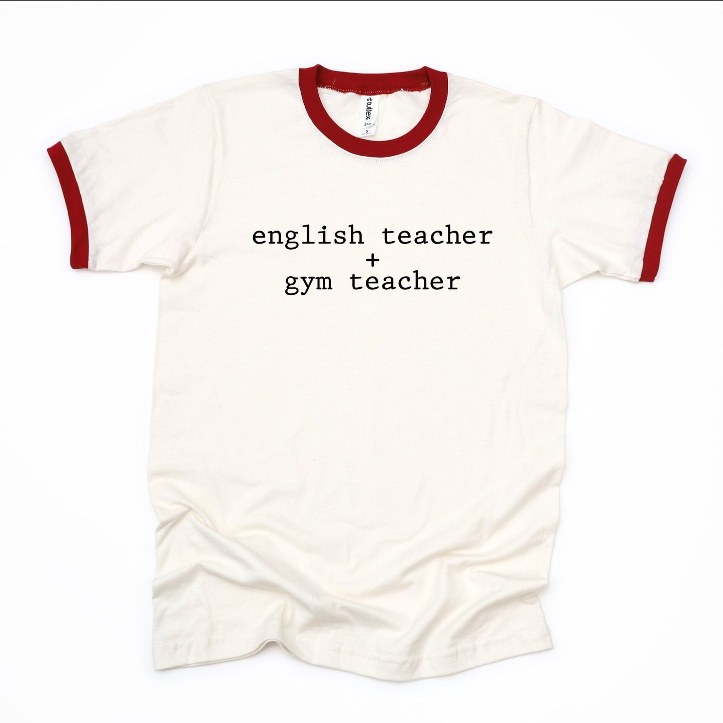 English Teacher + Gym Teacher Typewriter - Womens Ringer Tee