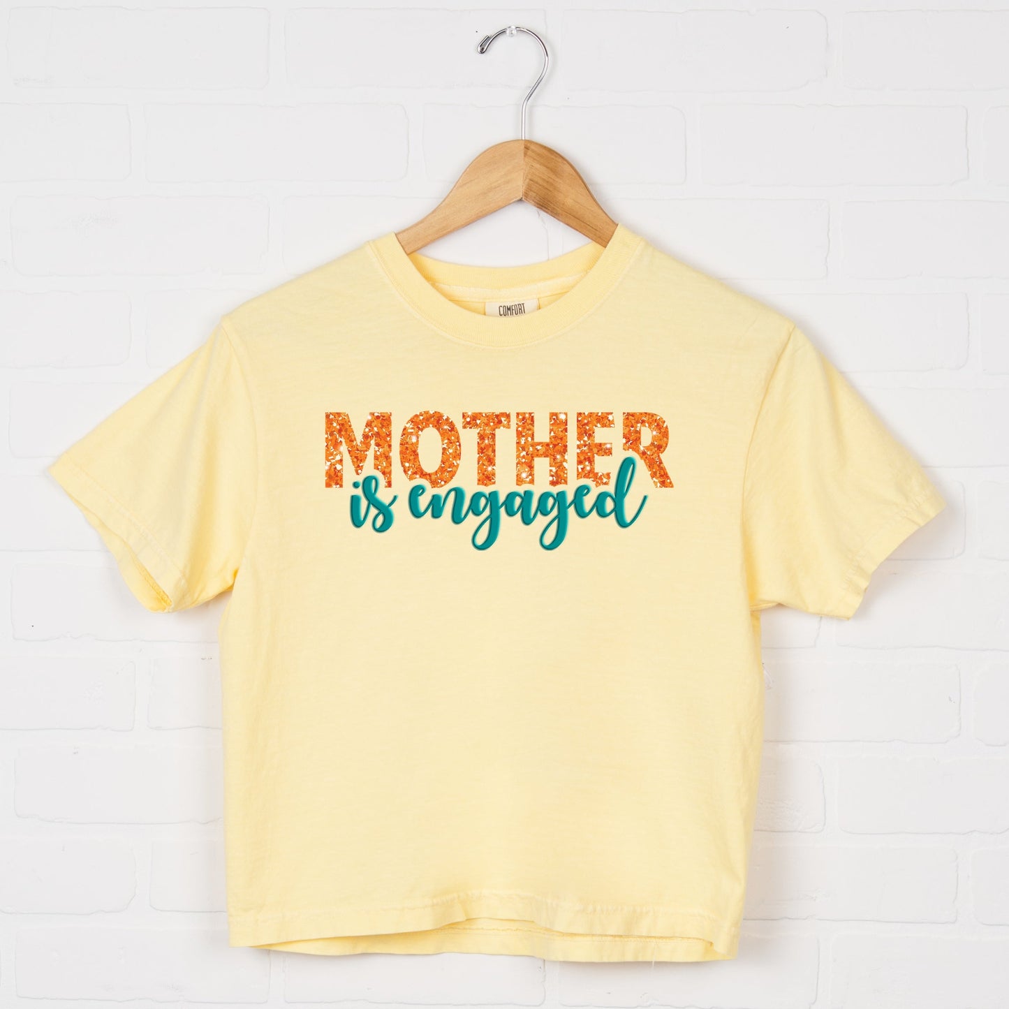 Mother Is Engaged Puff/Glitter - Womens Boxy Crop Top