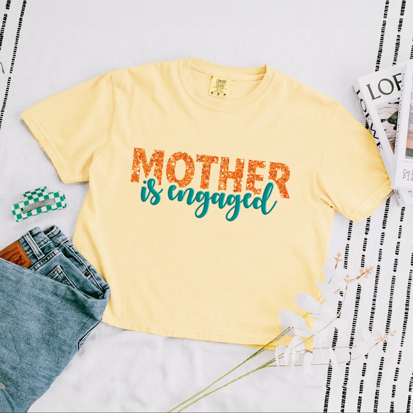Mother Is Engaged Puff/Glitter - Womens Boxy Crop Top