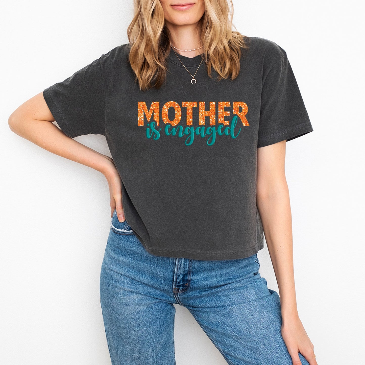 Mother Is Engaged Puff/Glitter - Women's Boxy Crop Top