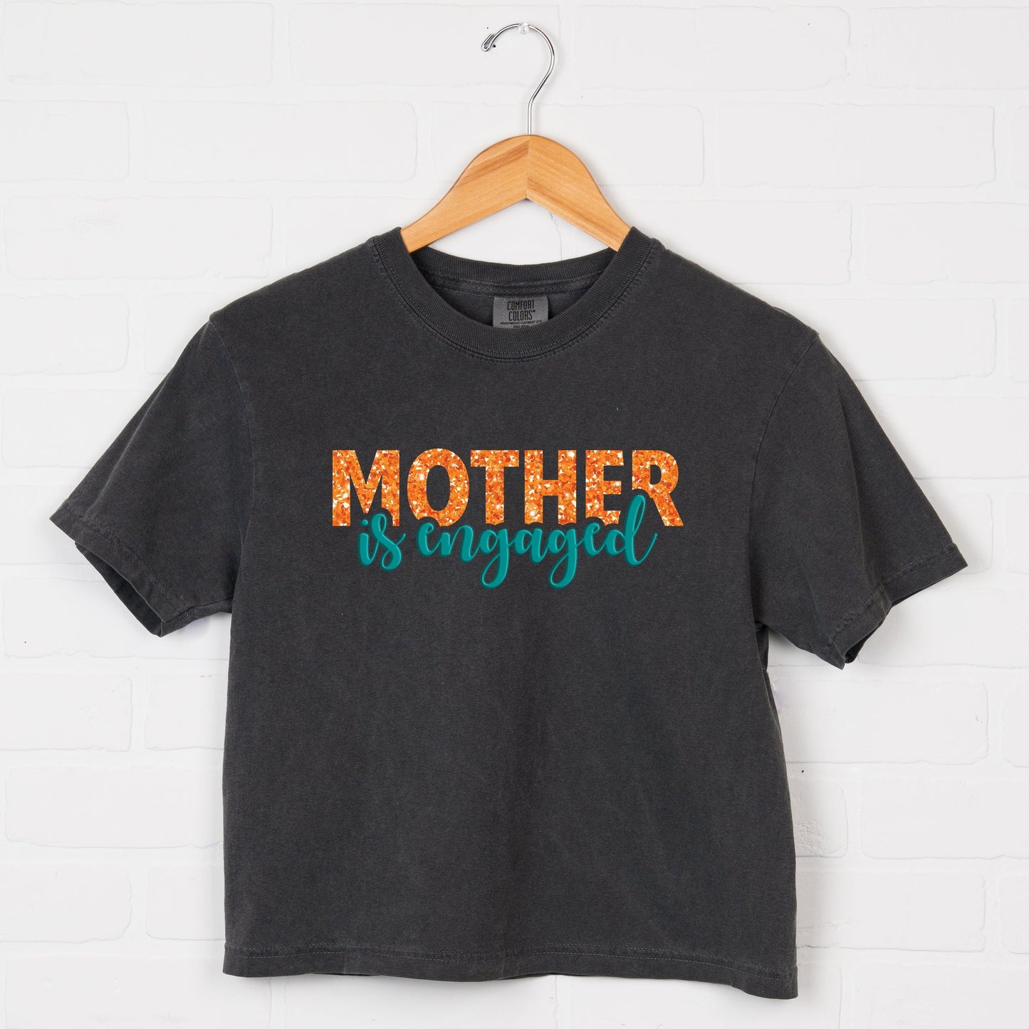 Mother Is Engaged Puff/Glitter - Womens Boxy Crop Top
