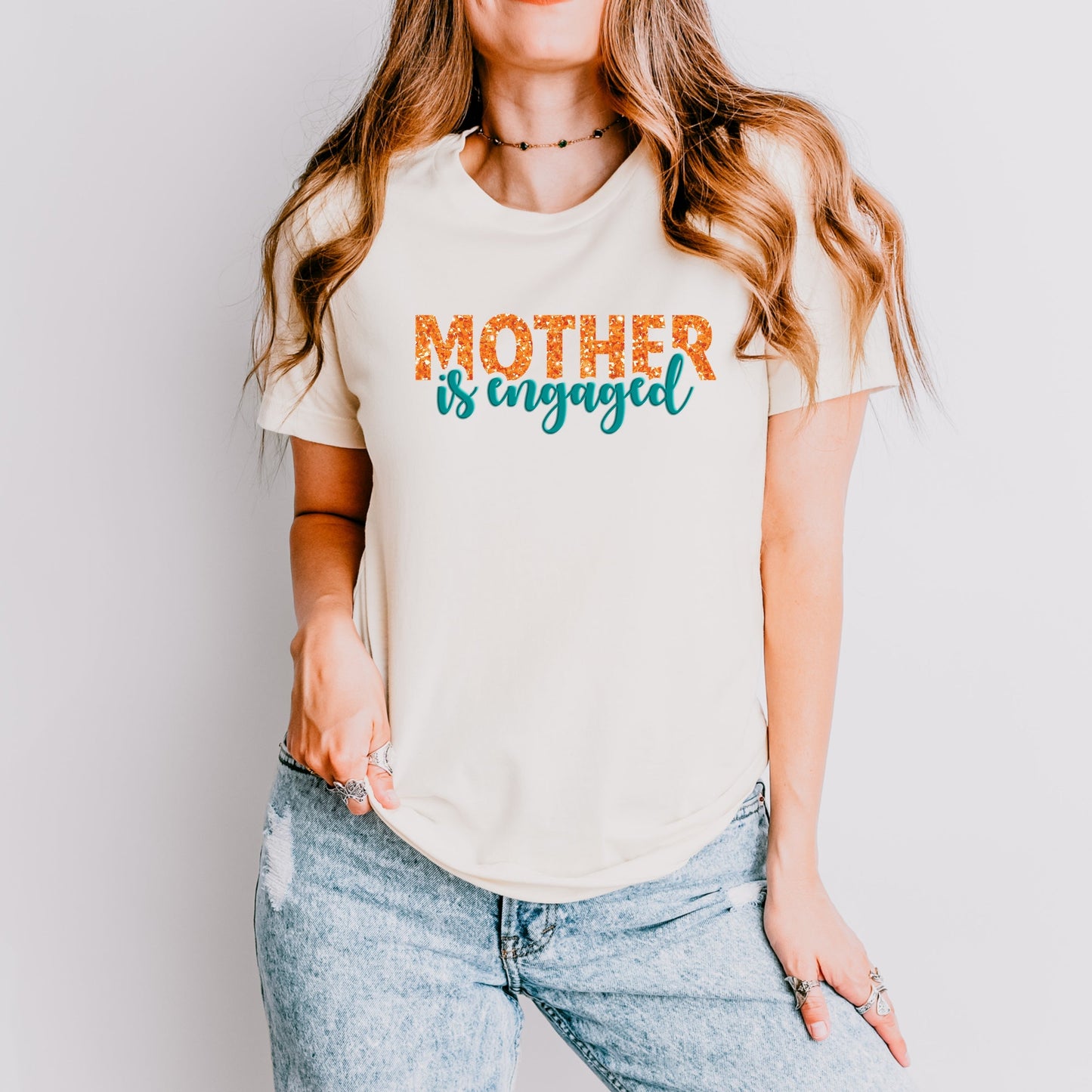 Mother Is Engaged Puff/Glitter - Womens Short Sleeve Tee