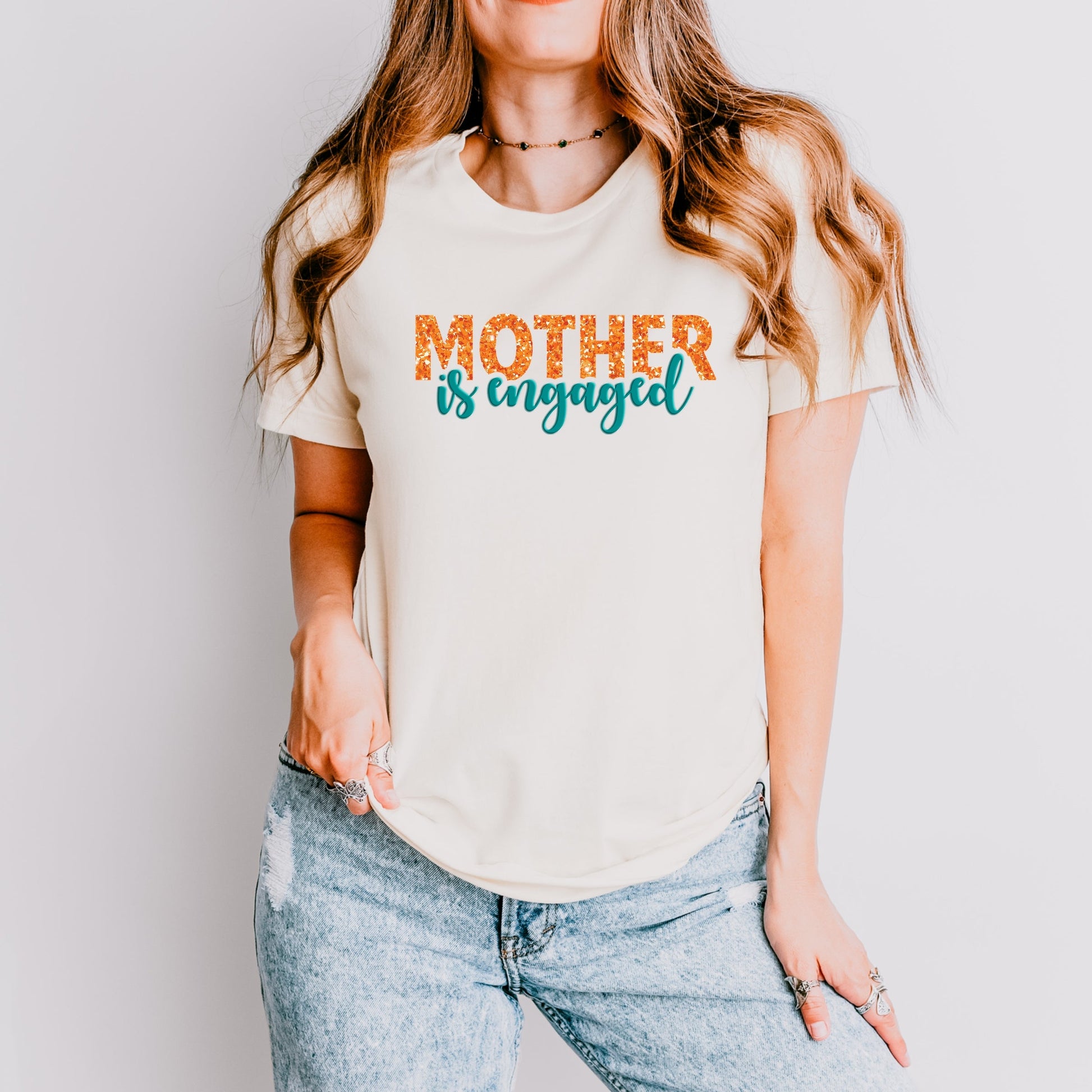 Mother Is Engaged Puff/Glitter - Womens Short Sleeve Tee