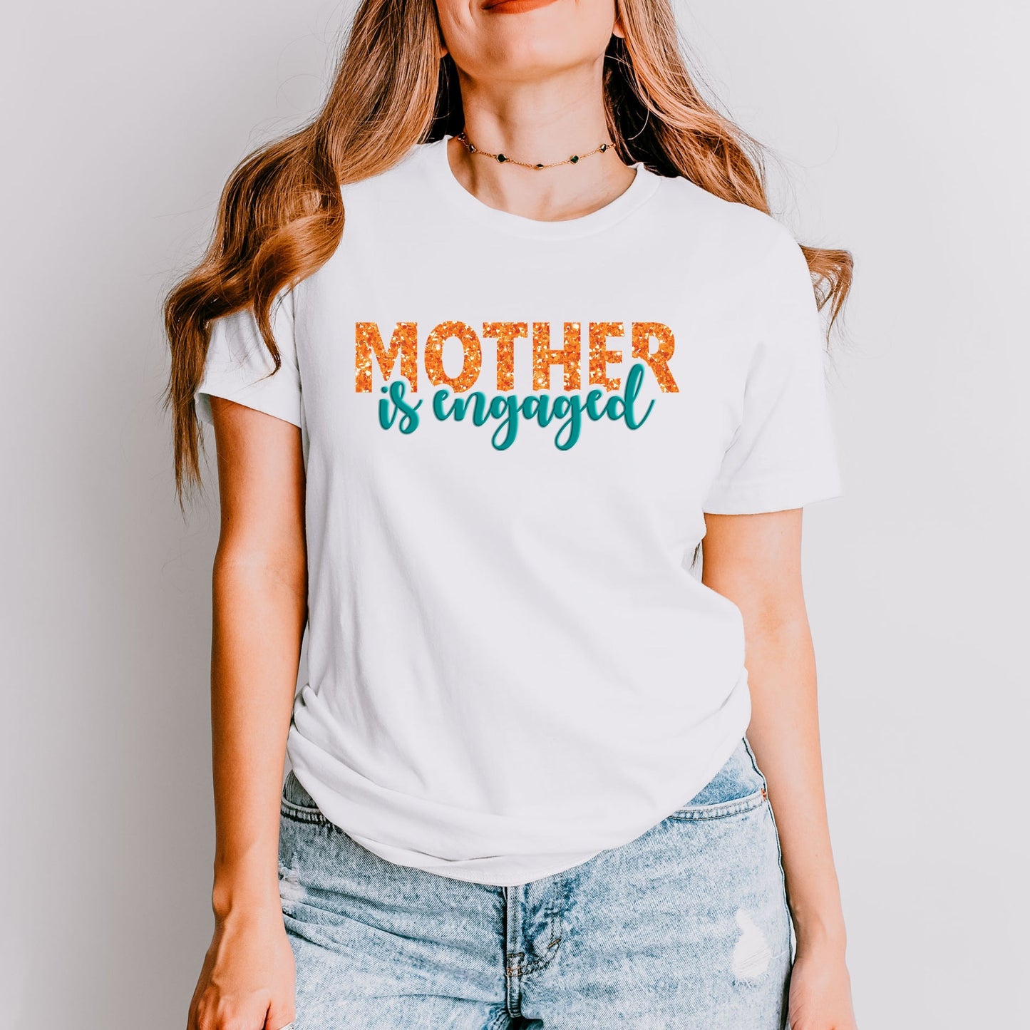 Mother Is Engaged Puff/Glitter - Womens Short Sleeve Tee