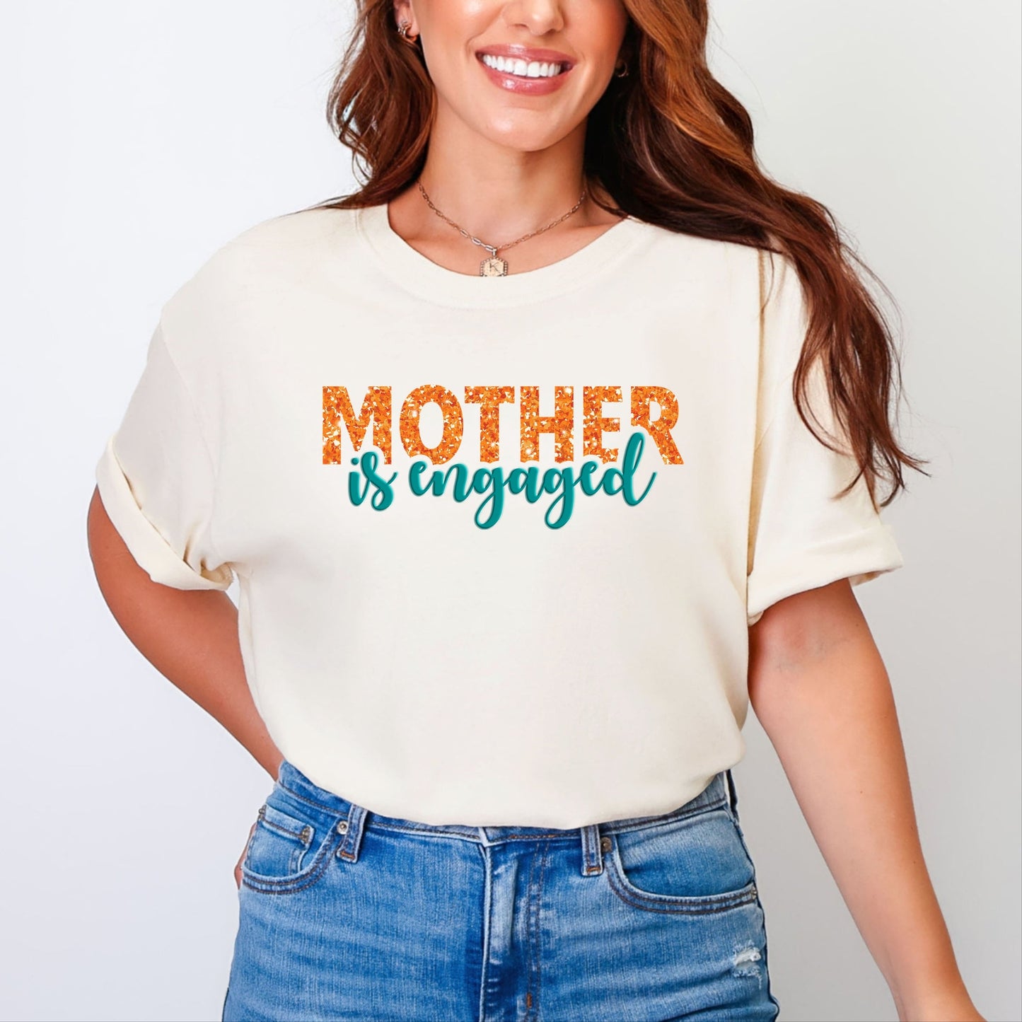Mother Is Engaged Puff/Glitter - Women's Garment Dyed Tee