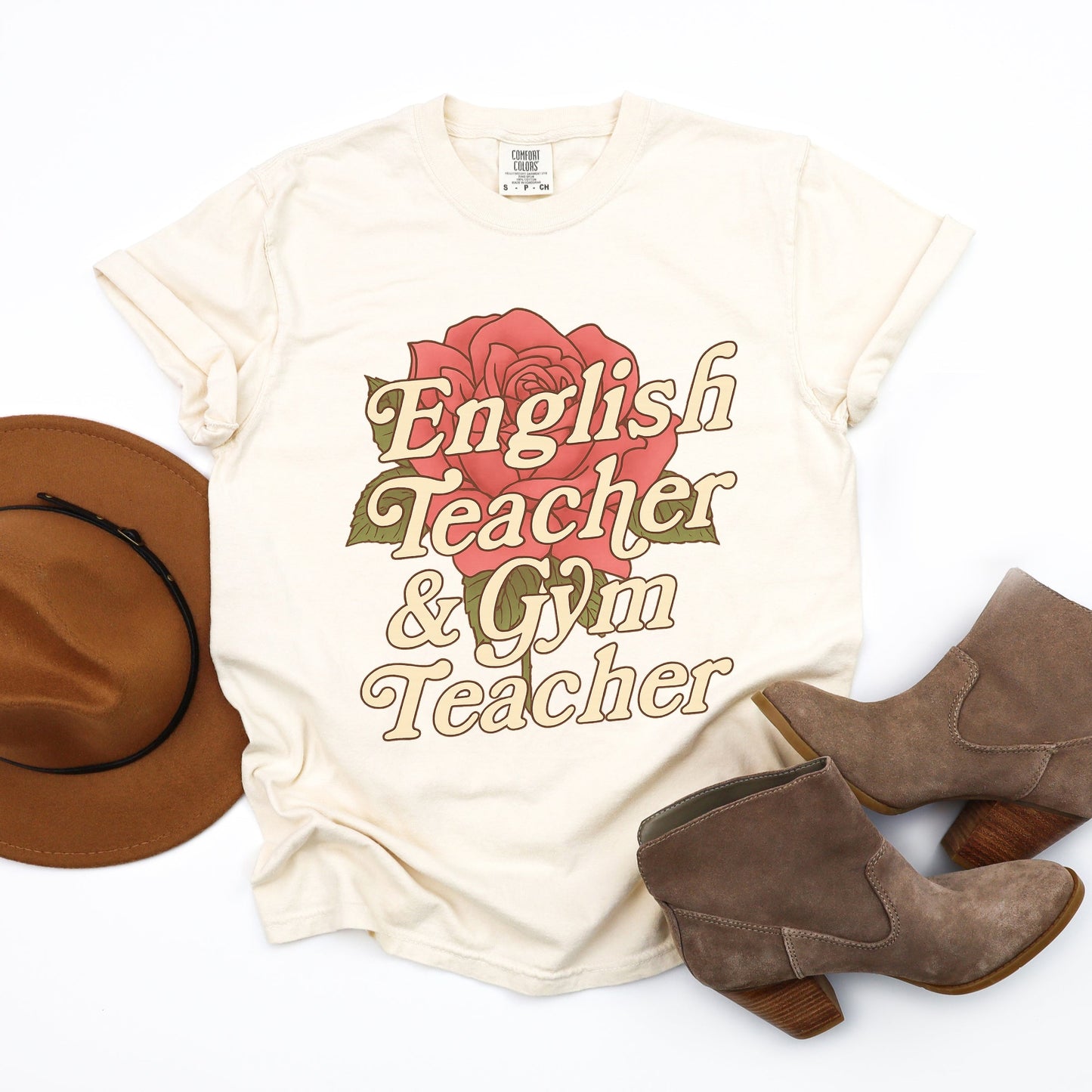 English Teacher + Gym Teacher Rose - Womens Garment Dyed Tee