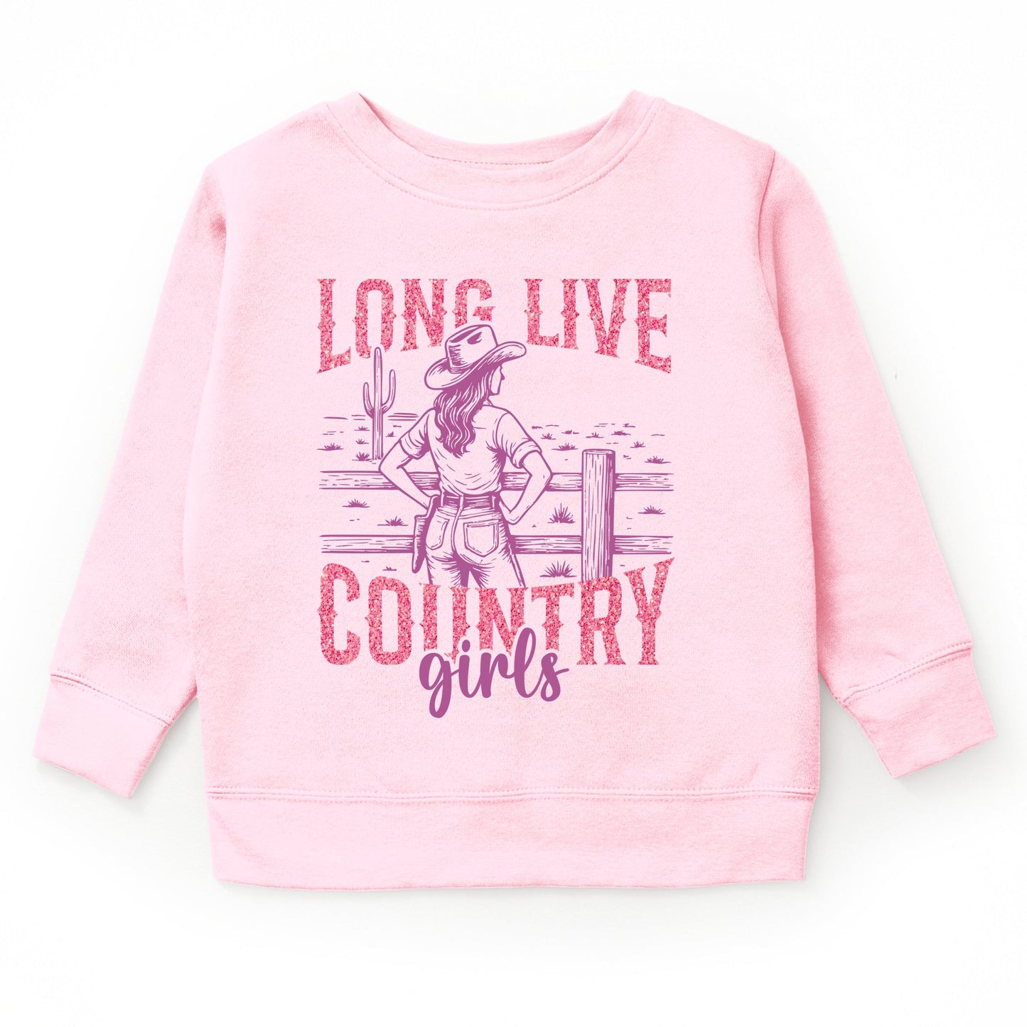 Long Live Country Girls Glitter - Youth Graphic Sweatshirt