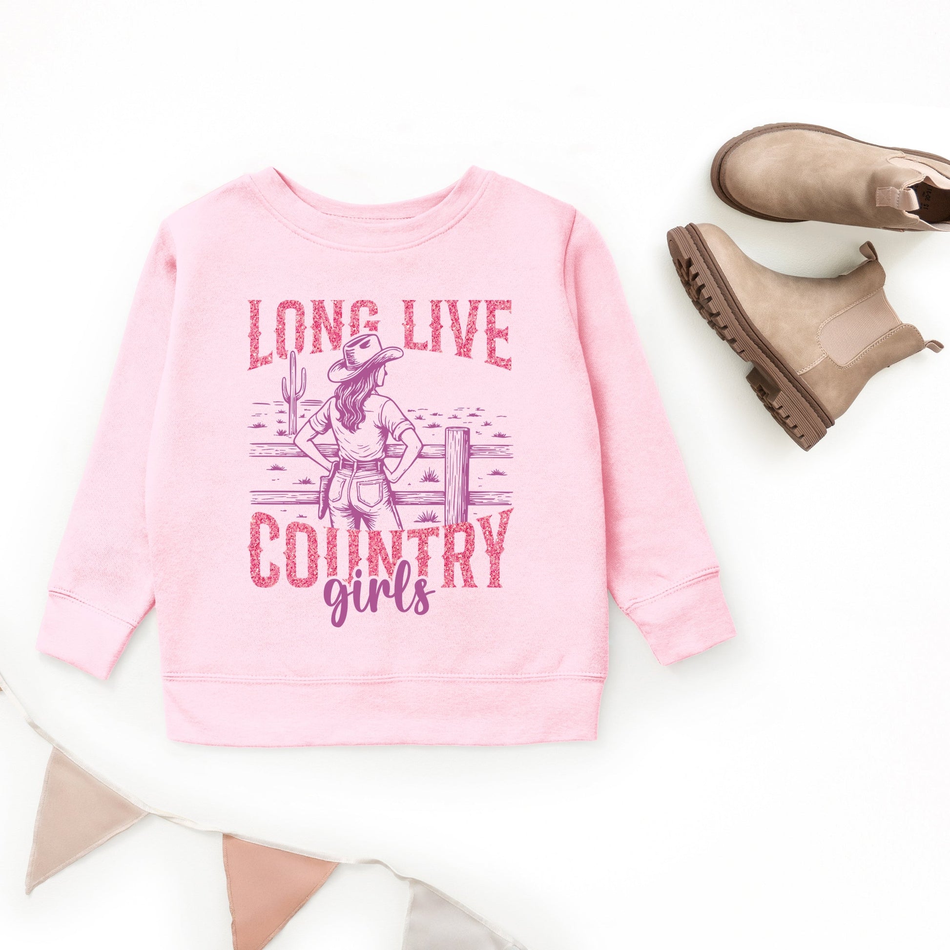 Long Live Country Girls Glitter - Youth Graphic Sweatshirt