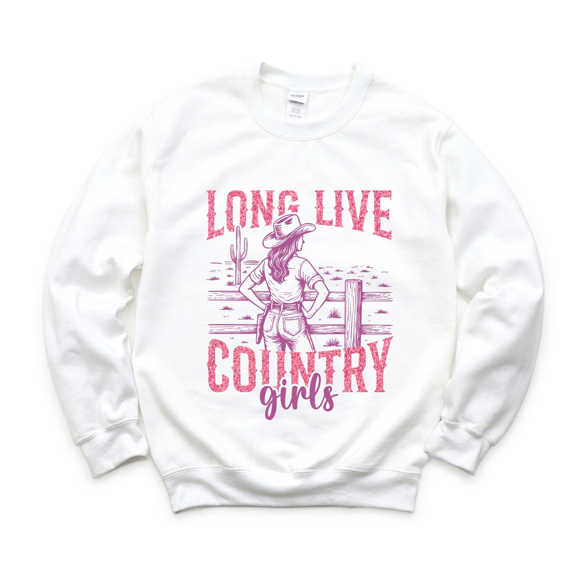 Long Live Country Girls Glitter -  Womens Graphic Sweatshirt