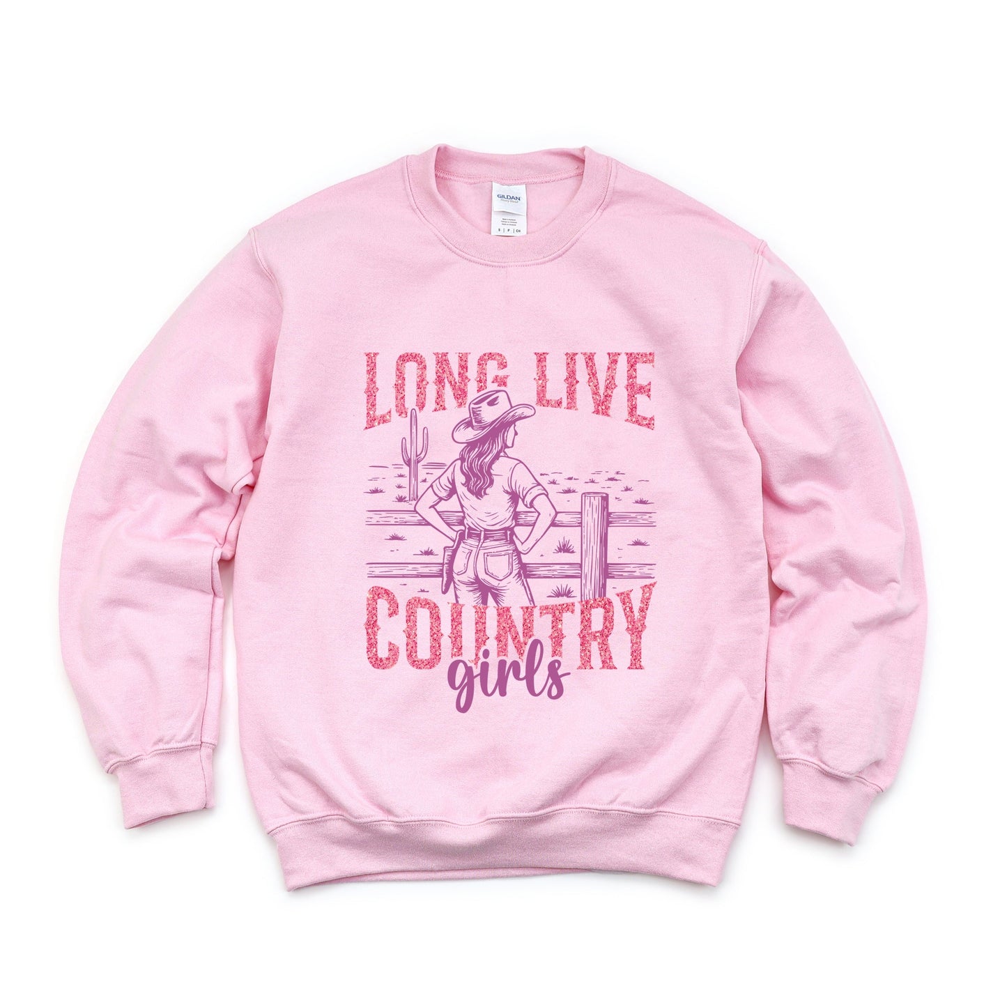 Long Live Country Girls Glitter -  Womens Graphic Sweatshirt