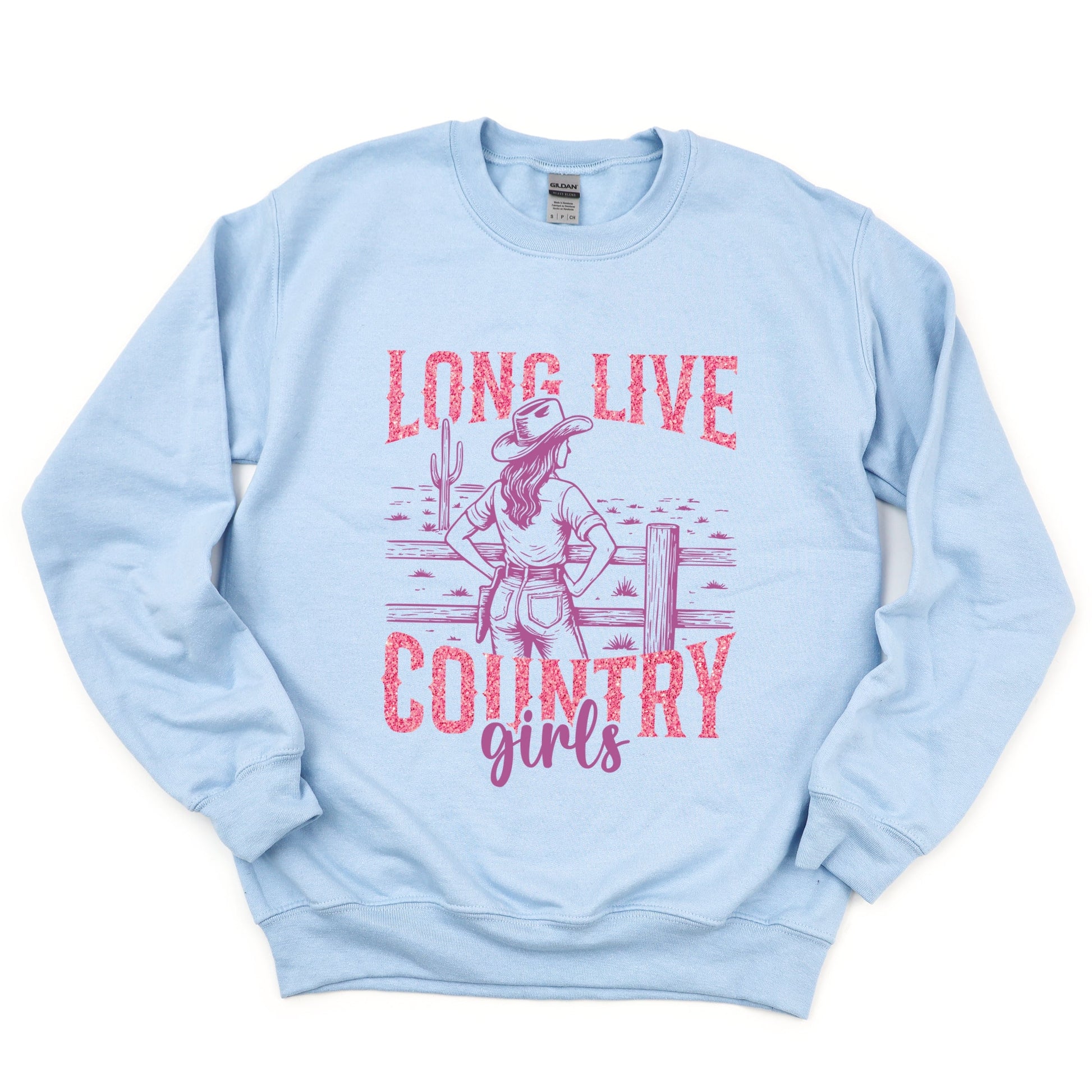 Long Live Country Girls Glitter -  Womens Graphic Sweatshirt