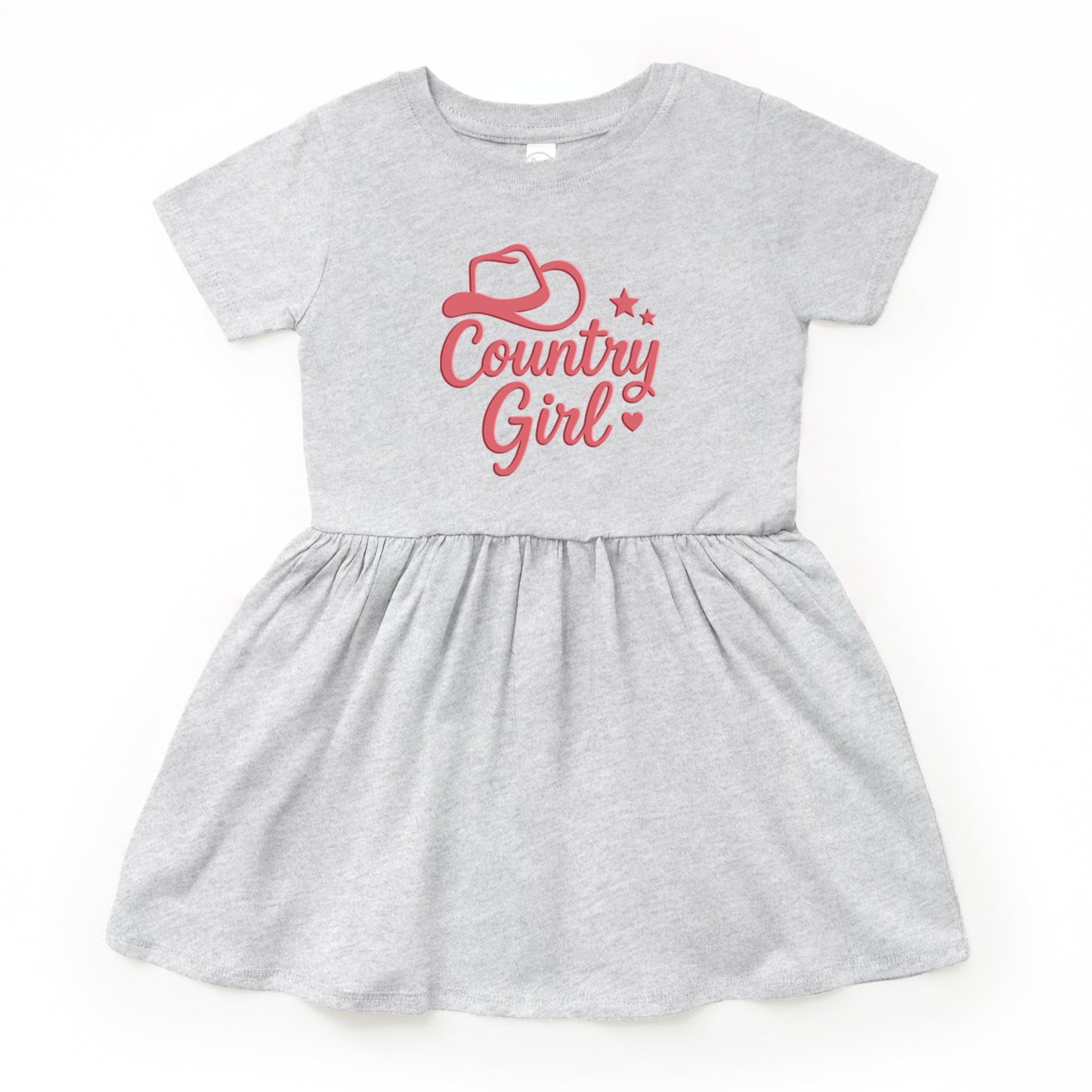 Country Girl Hat Puff Print  - Toddler Graphic Dress
