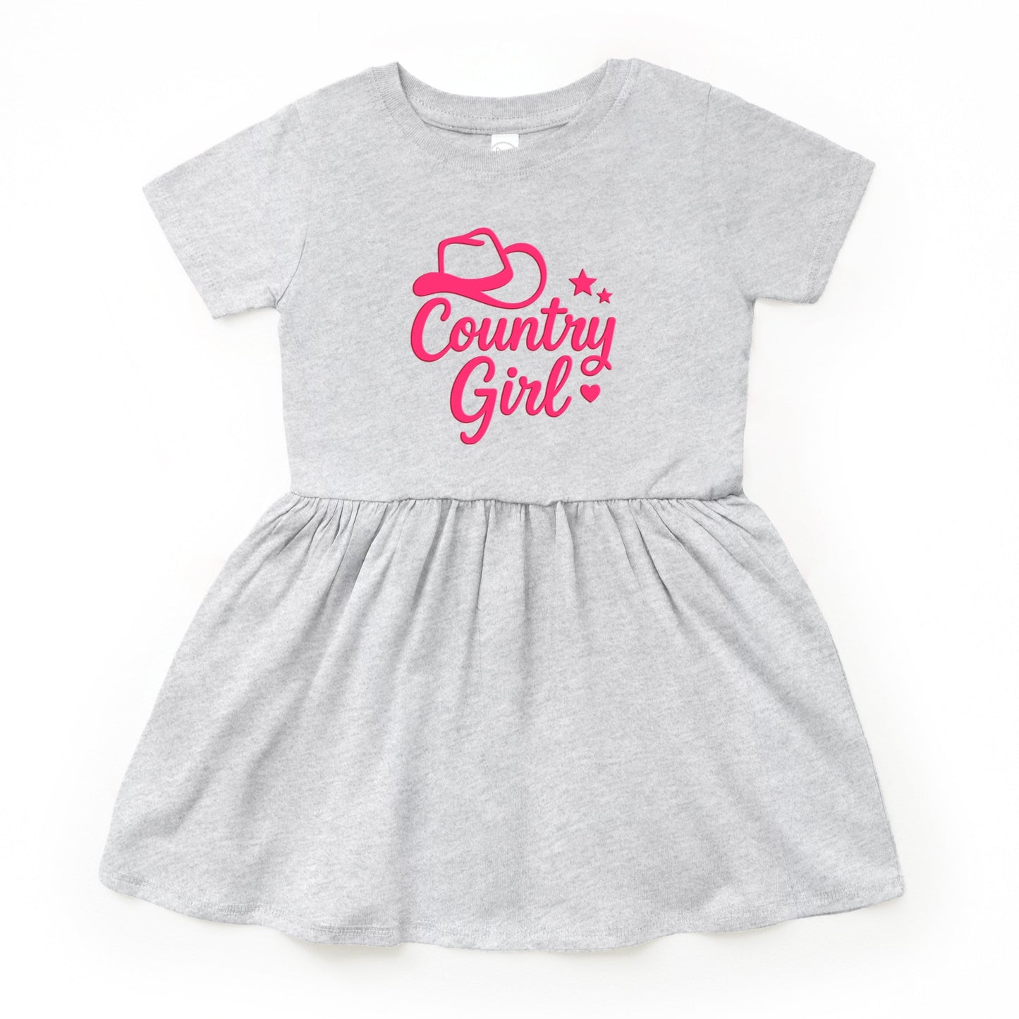 Country Girl Hat Puff Print  - Toddler Graphic Dress