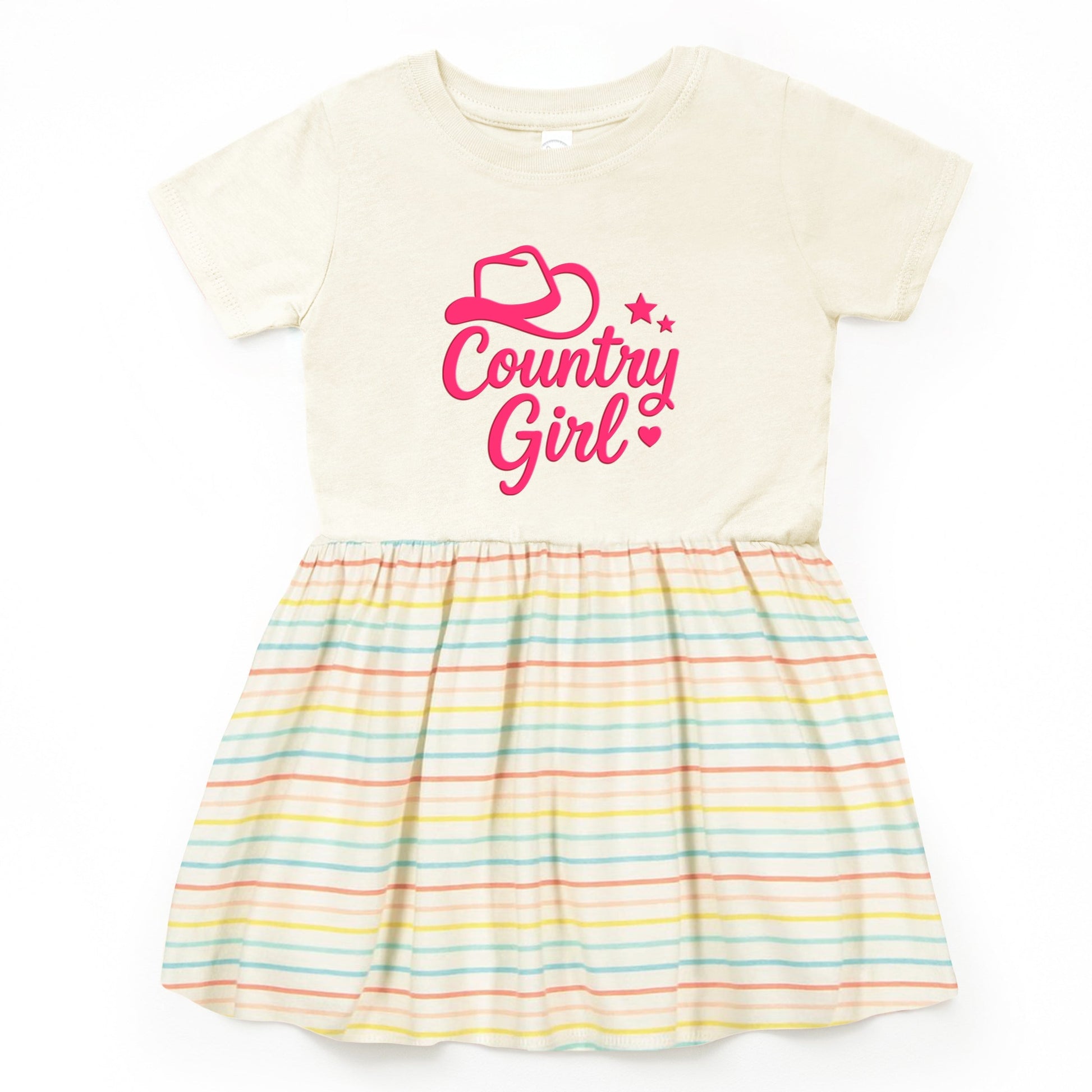 Country Girl Hat Puff Print  - Toddler Graphic Dress