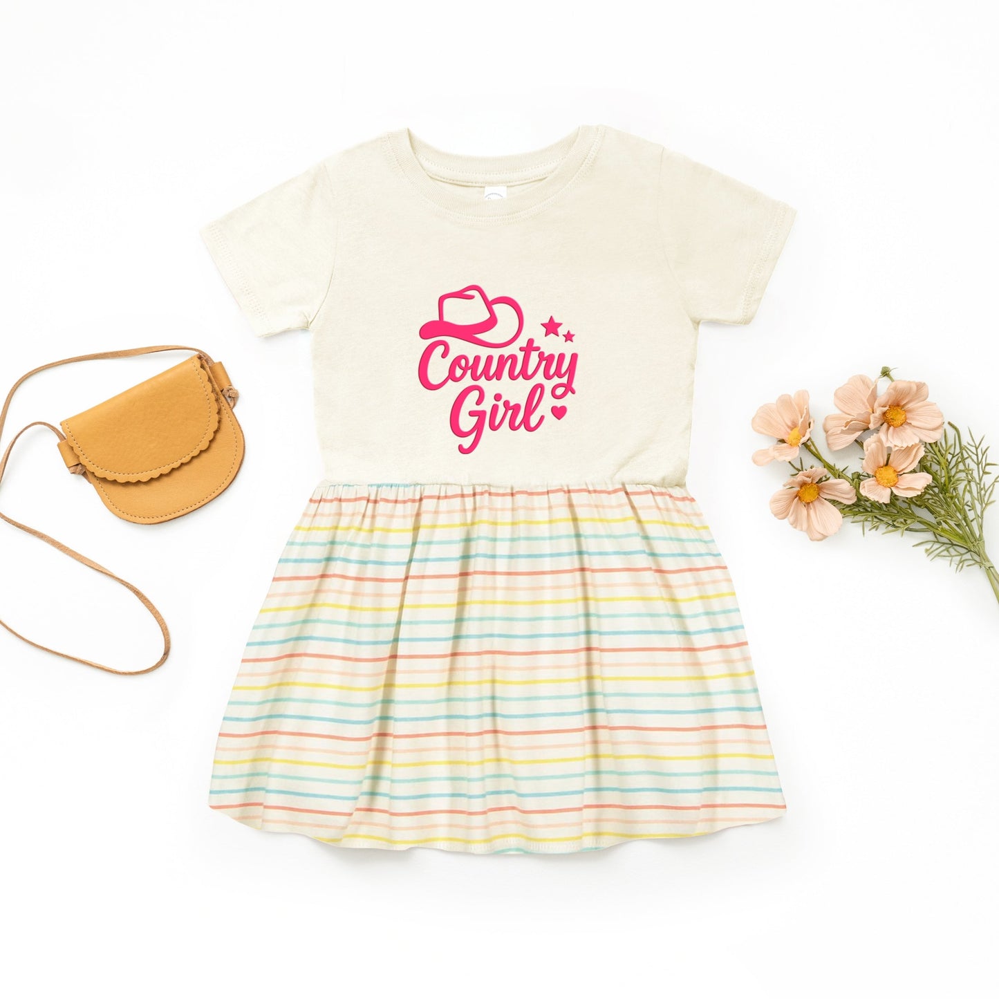 Country Girl Hat Puff Print  - Toddler Graphic Dress