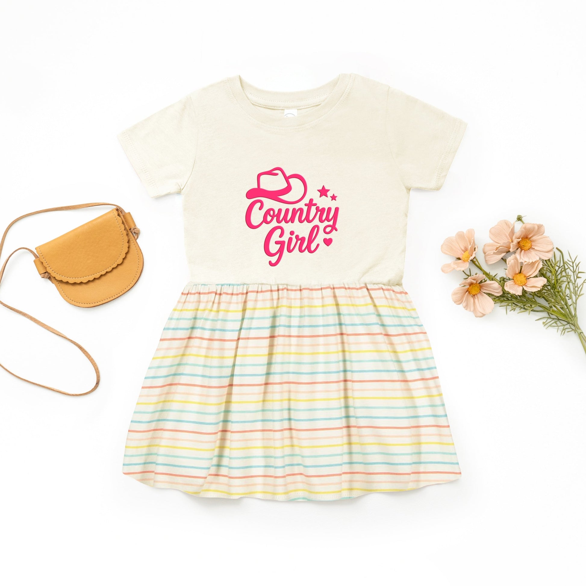 Country Girl Hat Puff Print  - Toddler Graphic Dress
