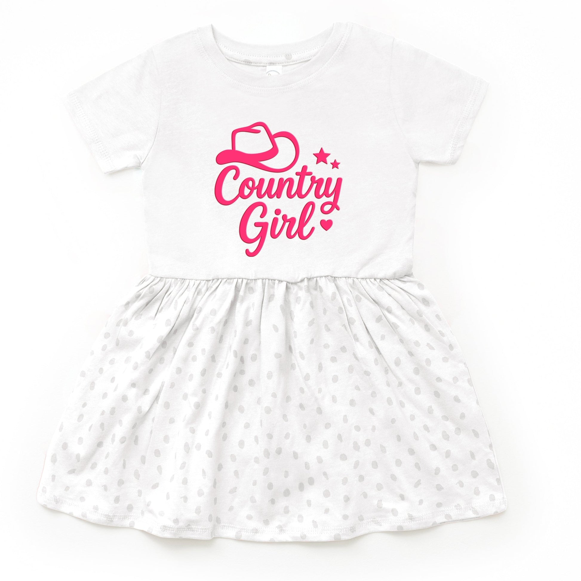 Country Girl Hat Puff Print  - Toddler Graphic Dress