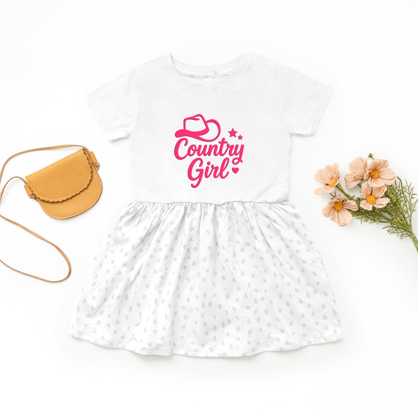 Country Girl Hat Puff Print  - Toddler Graphic Dress
