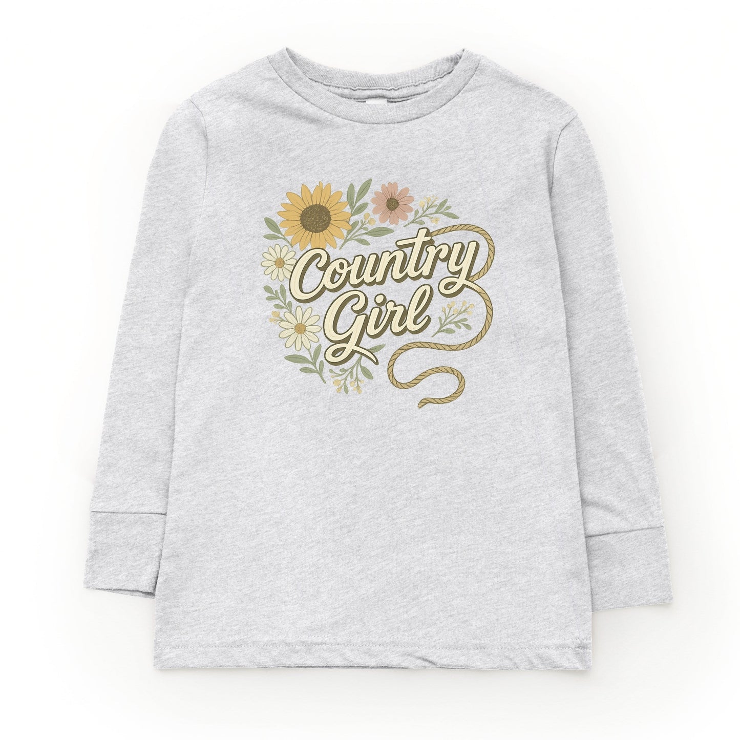 Country Girl Rope Watercolor  - Youth Long Sleeve Graphic T-Shirt