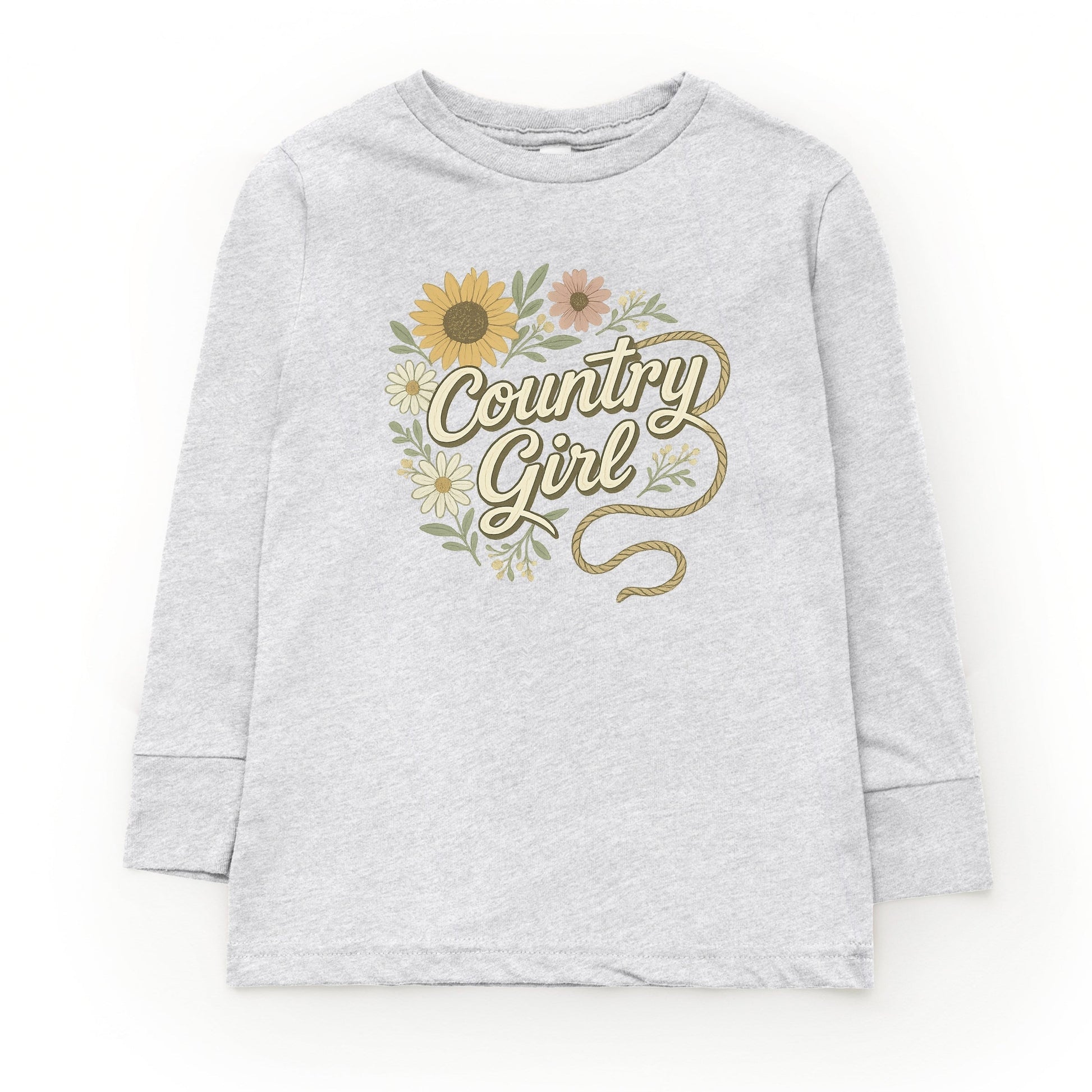 Country Girl Rope Watercolor  - Youth Long Sleeve Graphic T-Shirt