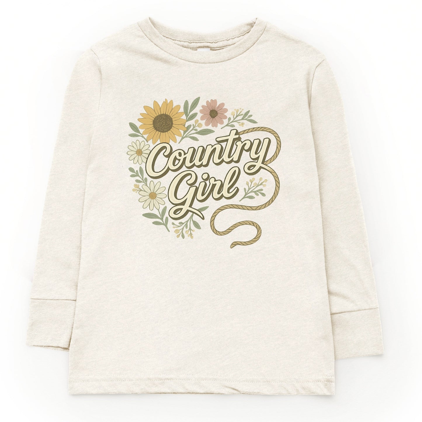 Country Girl Rope Watercolor  - Youth Long Sleeve Graphic T-Shirt