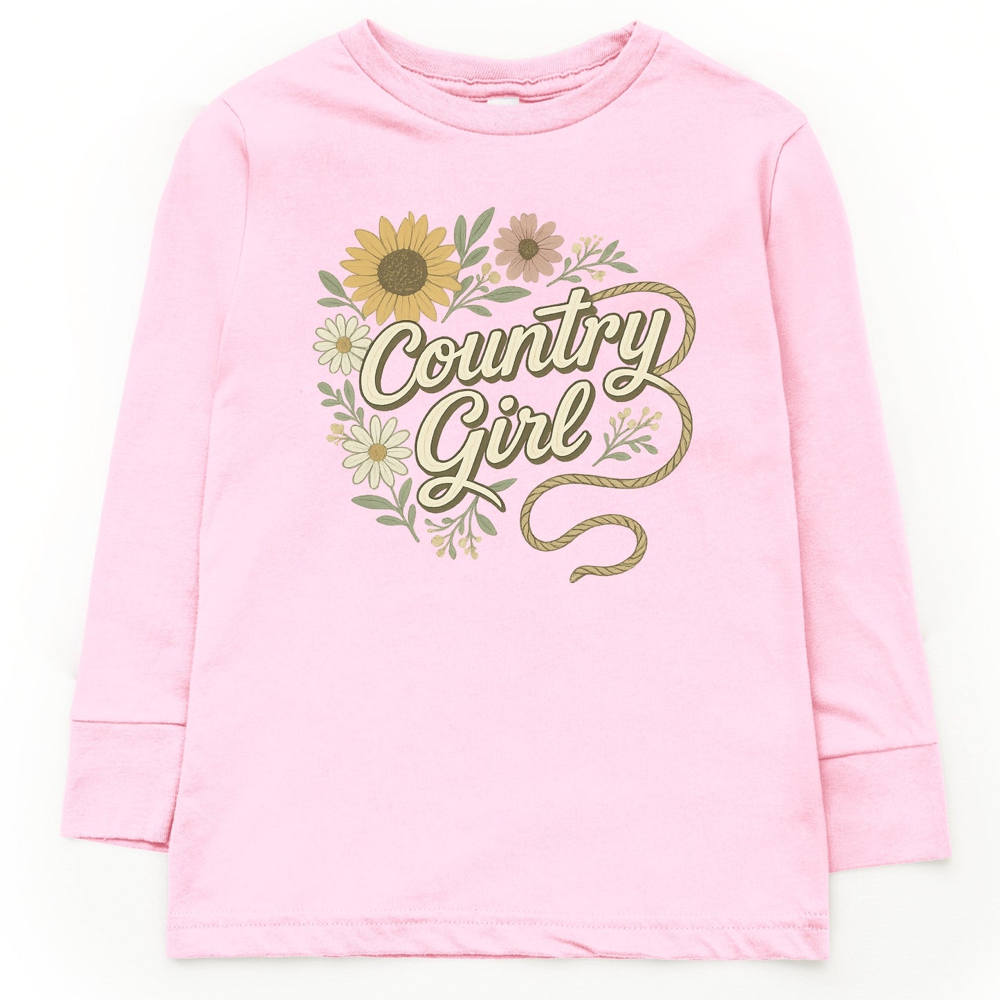 Country Girl Rope Watercolor  - Youth Long Sleeve Graphic T-Shirt