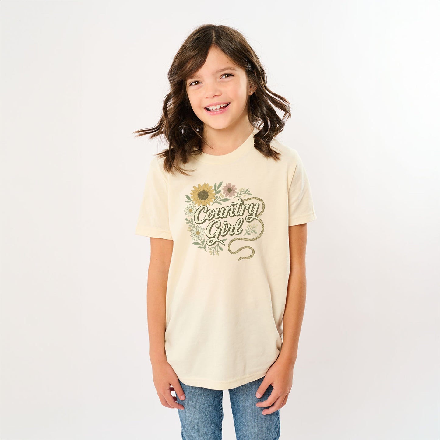 Country Girl Rope Watercolor  - Youth Short Sleeve Graphic T-Shirt