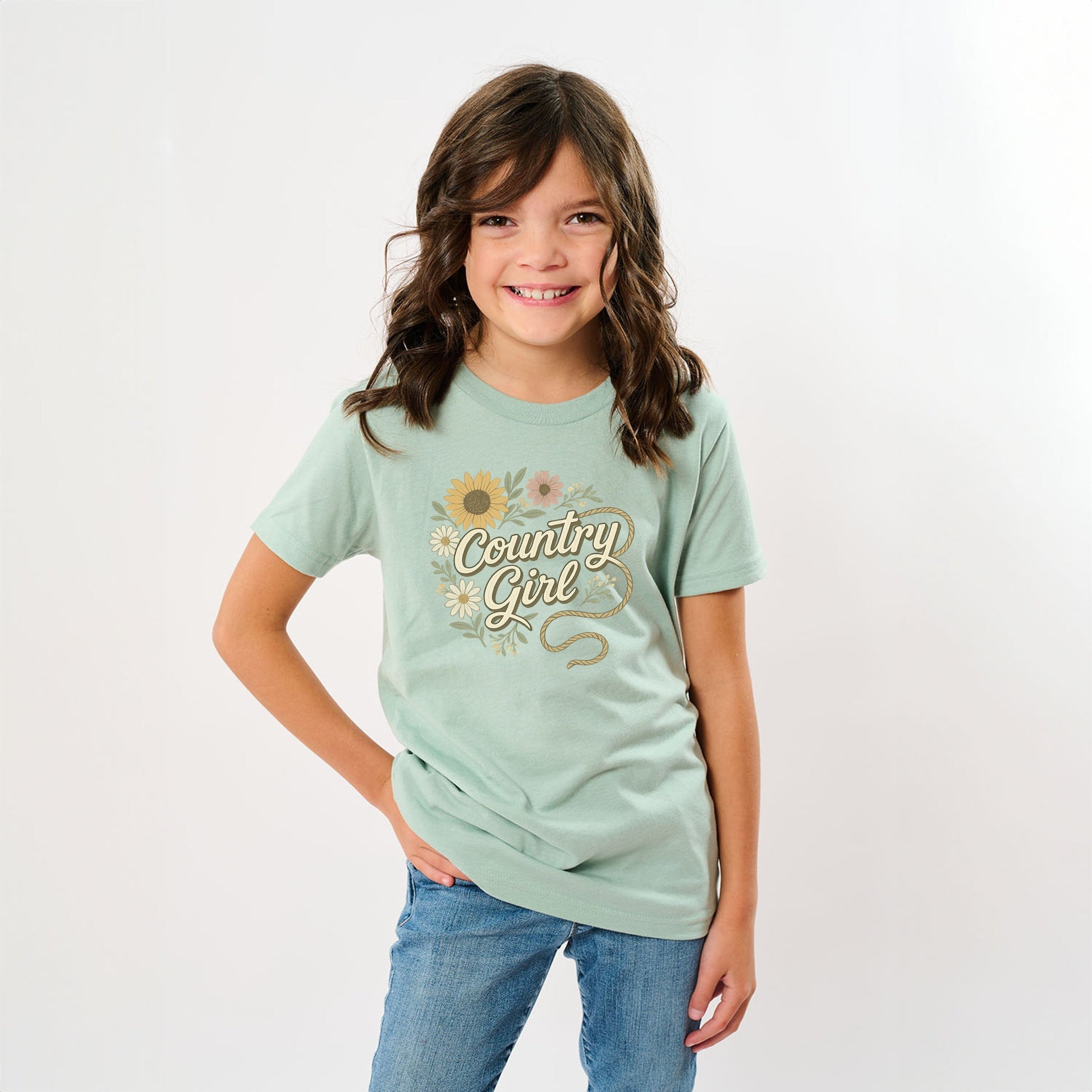 Country Girl Rope Watercolor  - Youth Short Sleeve Graphic T-Shirt