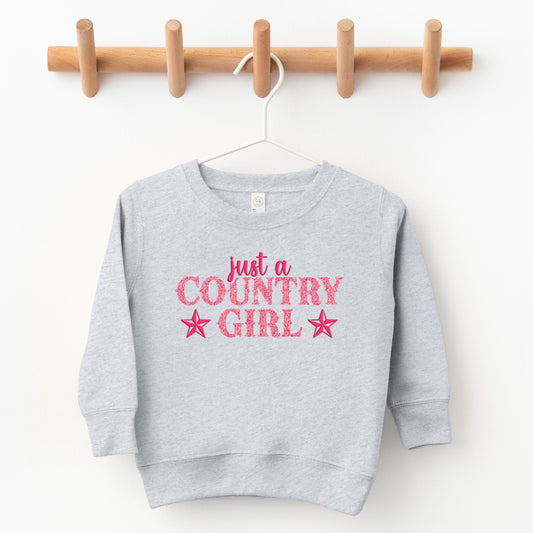 Just A Country Girl Stars Glitter/Puff Print - Toddler Graphic Sweatshirt