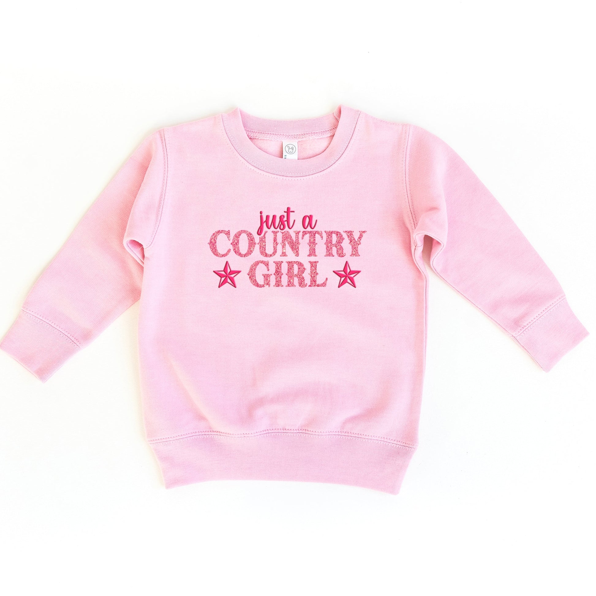 Just A Country Girl Stars Glitter/Puff Print - Toddler Graphic Sweatshirt