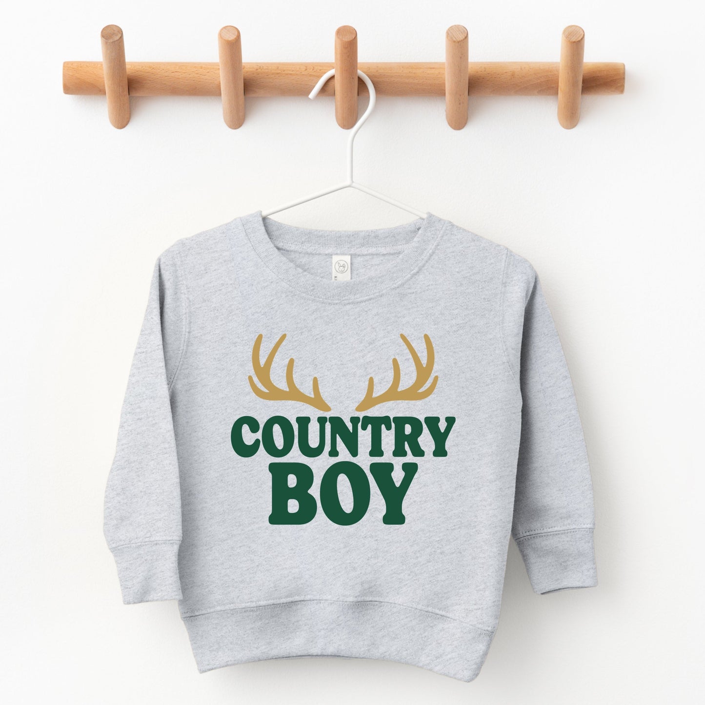 Country Boy Antlers Puff Print - Toddler Graphic Sweatshirt