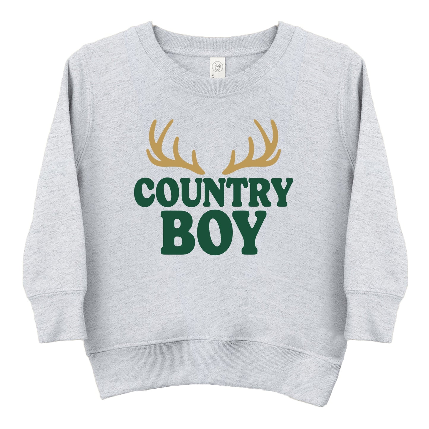 Country Boy Antlers Puff Print - Toddler Graphic Sweatshirt