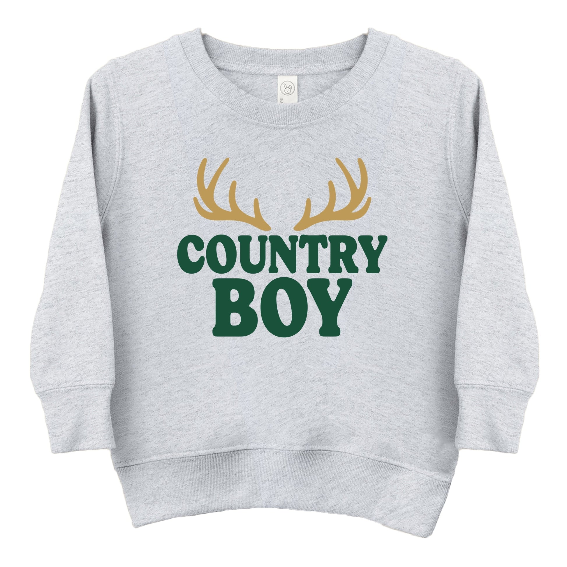 Country Boy Antlers Puff Print - Toddler Graphic Sweatshirt
