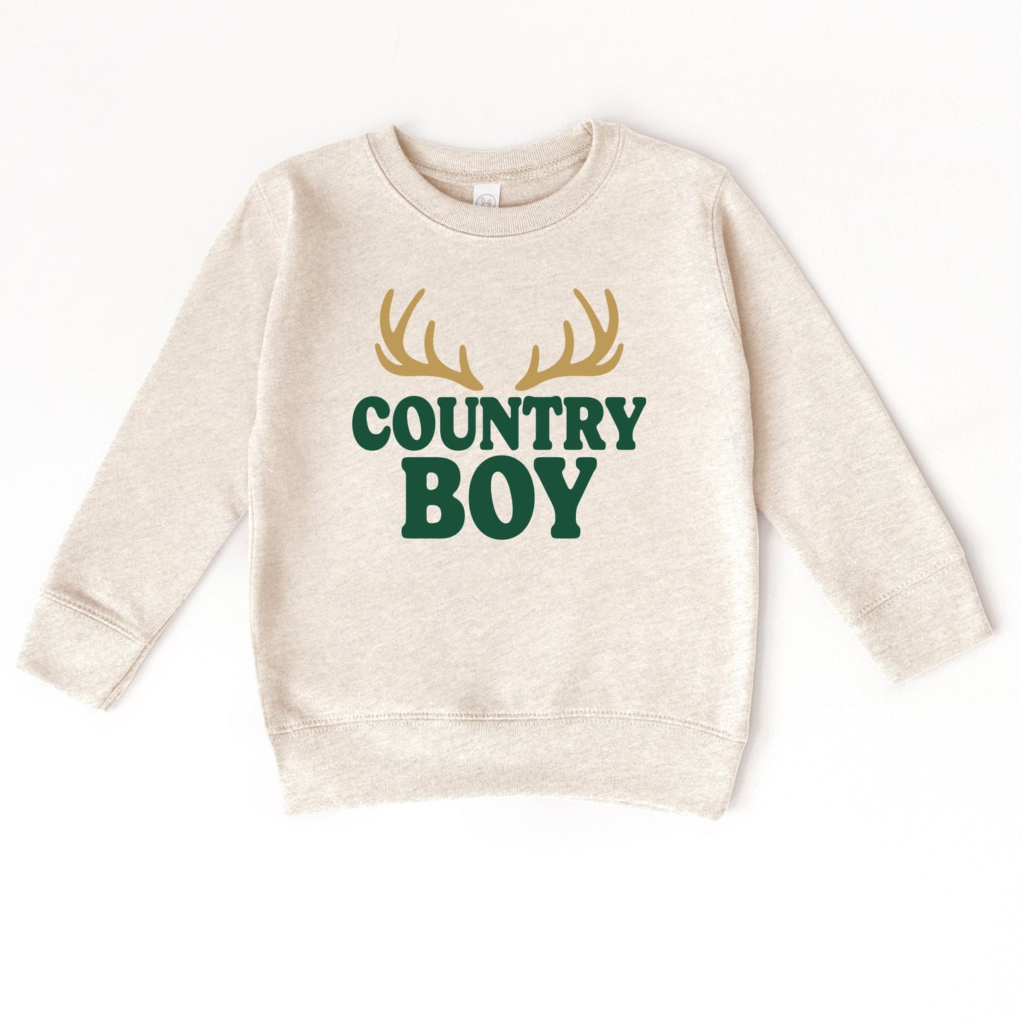 Country Boy Antlers Puff Print - Toddler Graphic Sweatshirt